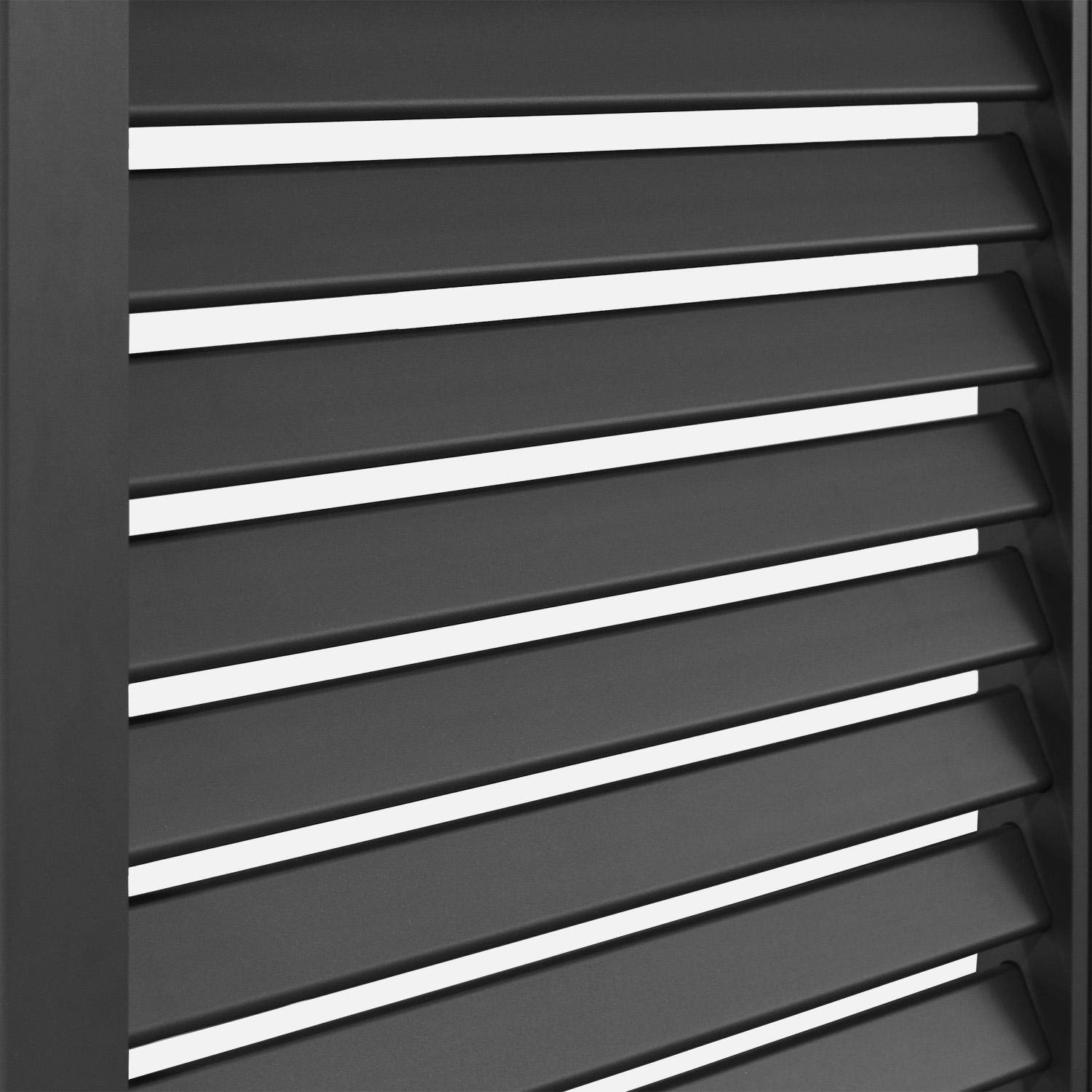 Pérgola bioclimática de aluminio adosada 3x4m + 3 persianas 130cm Triomphe Antracita - 391x301x250 cm,sweeek,Photo3