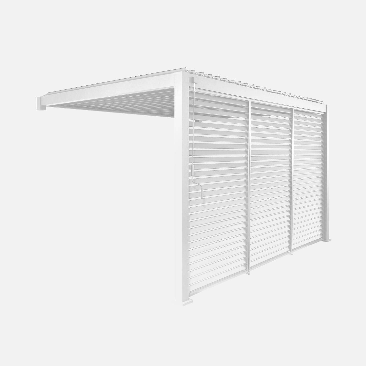 Pérgola bioclimática de aluminio adosada 3x4m + 3 persianas 130cm Triomphe Blanco - 288x26x12.5 cm Photo1