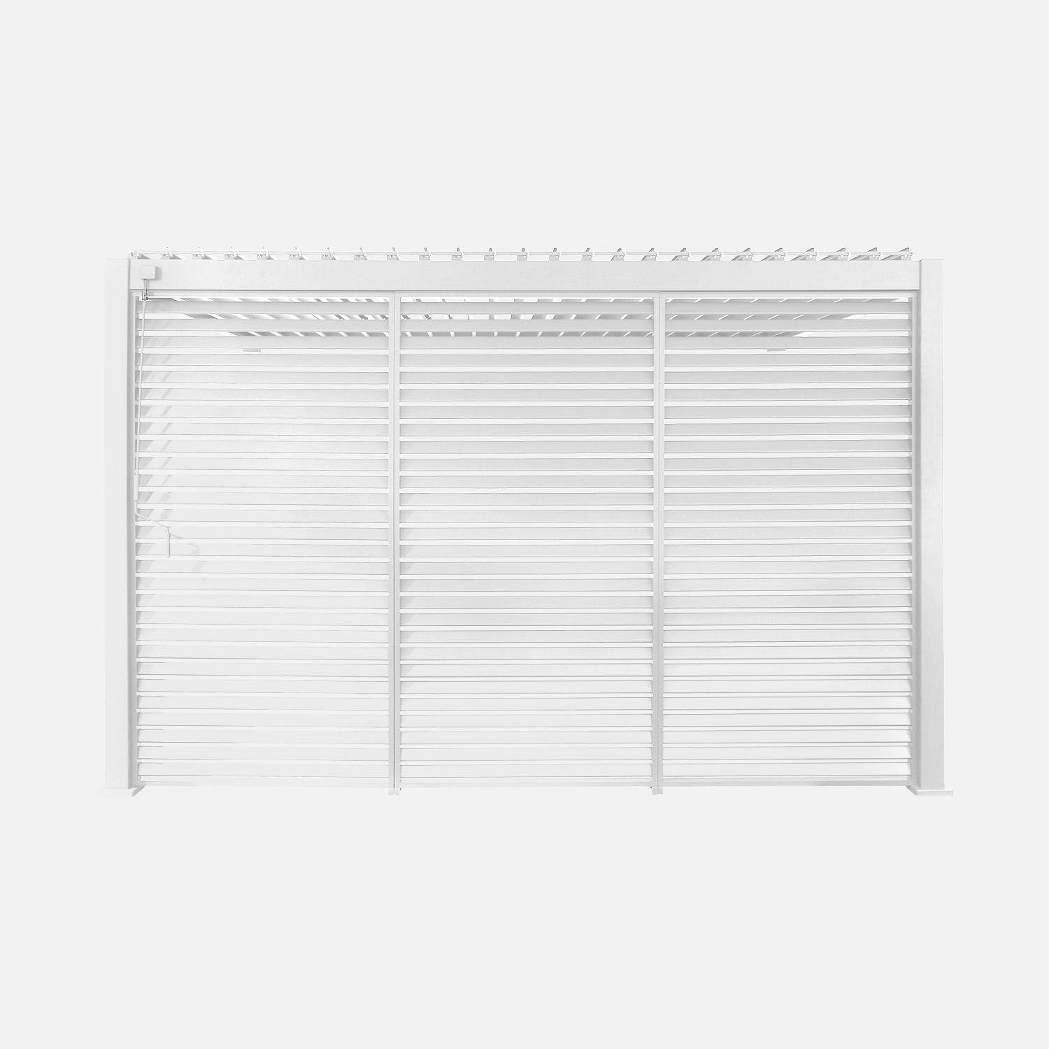 Pérgola bioclimática de aluminio adosada 3x4m + 3 persianas 130cm Triomphe Blanco - 288x26x12.5 cm Photo2