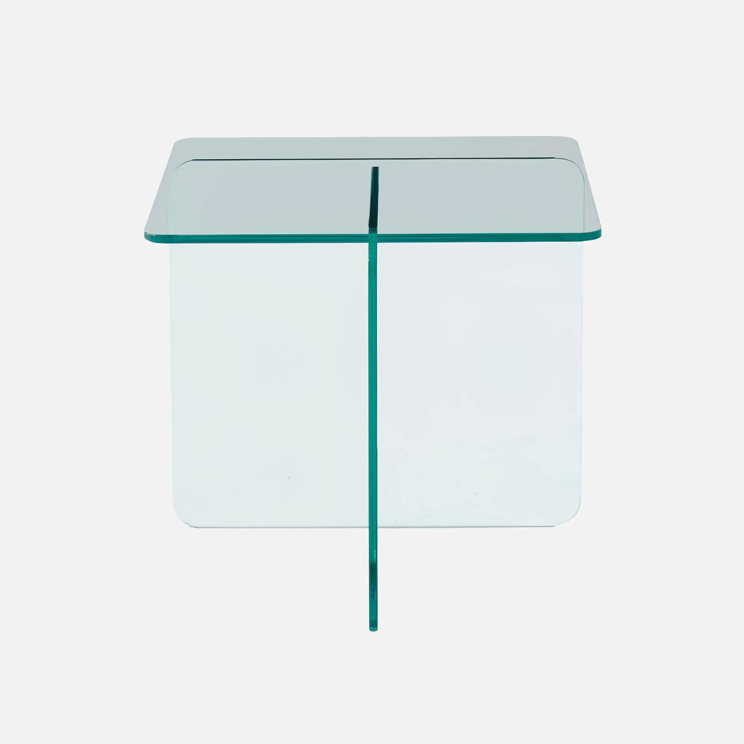 Table basse carrée en verre trempé 50cm transparent - Glintz Photo2