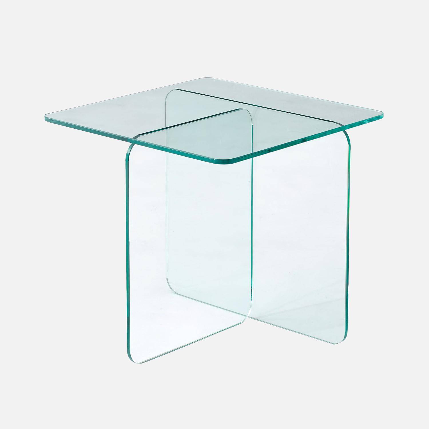 Table basse carrée en verre trempé 50cm transparent - Glintz Photo1