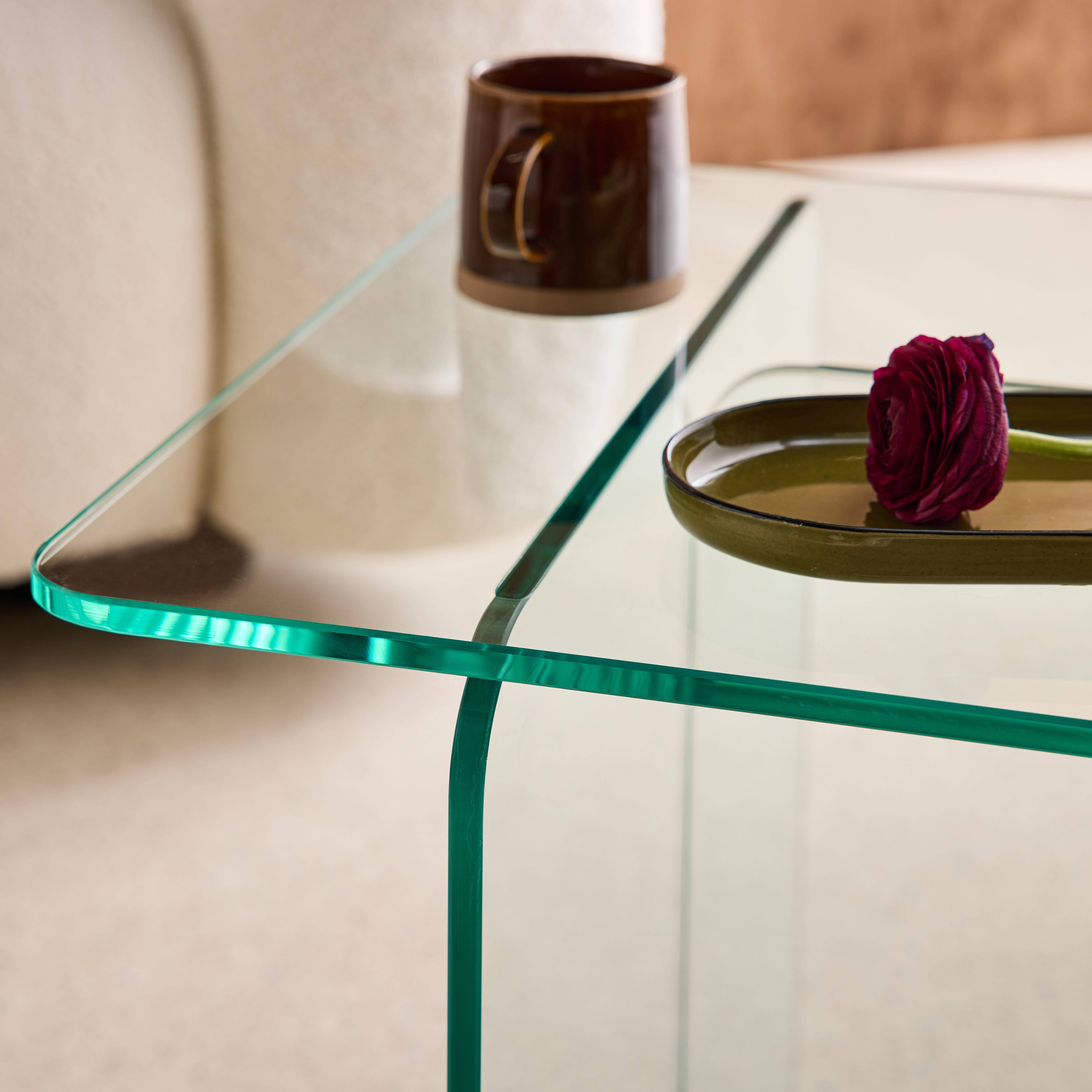 Vierkante bijzettafel van gehard glas transparant 50 x 50 x 46cm - Glintz,sweeek,Photo3