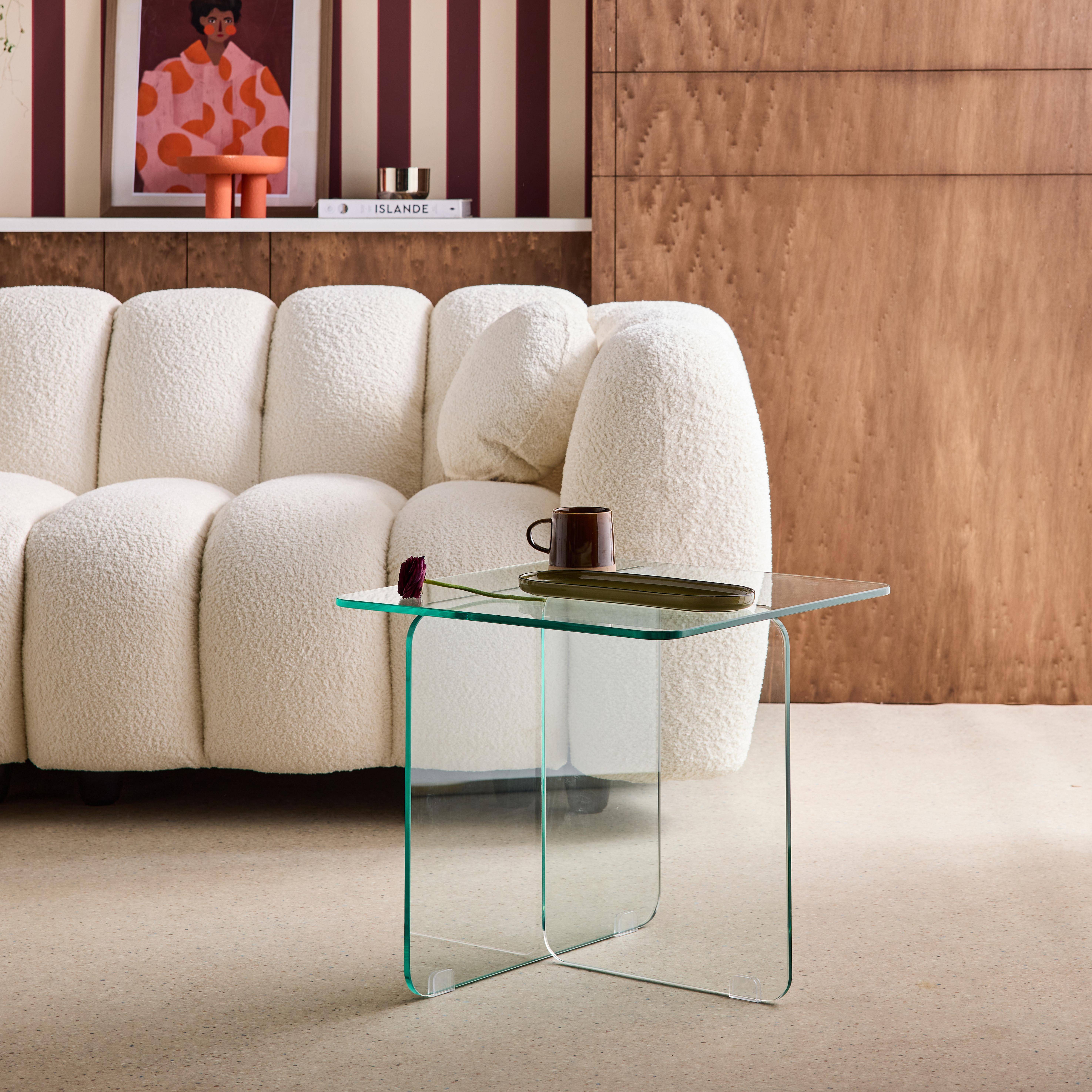 Vierkante bijzettafel van gehard glas transparant 50 x 50 x 46cm - Glintz,sweeek,Photo1