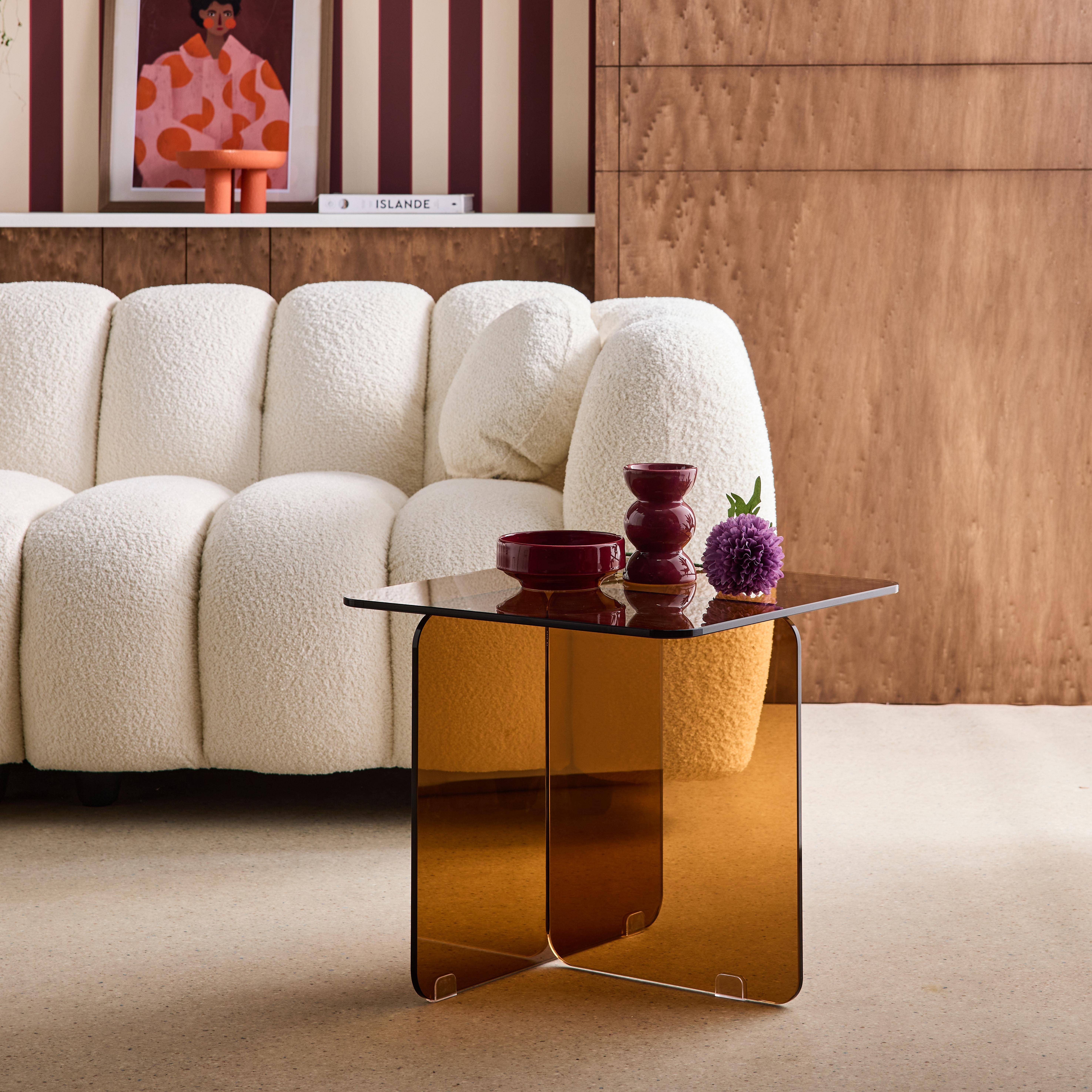 Table basse carrée en verre trempé 50cm ambre - Glintz,sweeek,Photo1