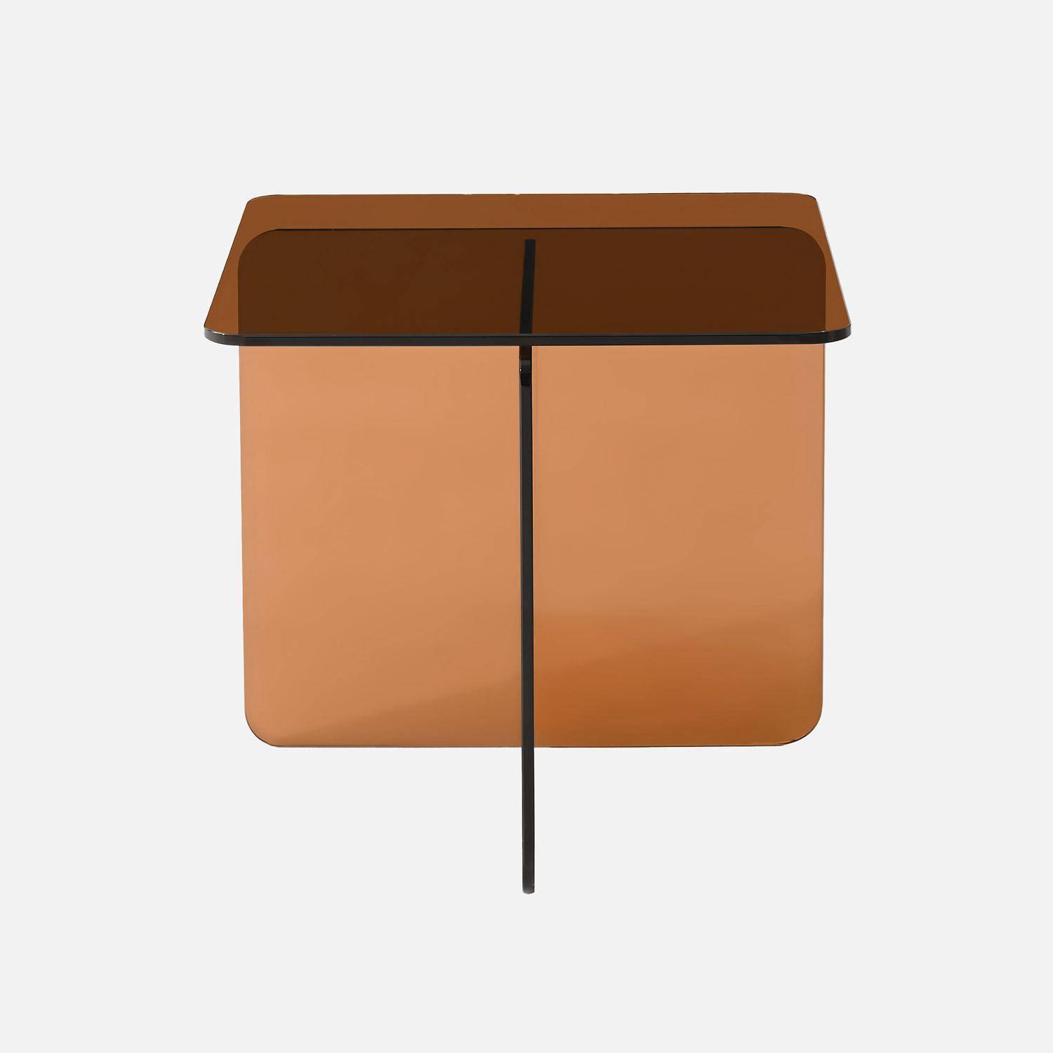 Table basse carrée en verre trempé 50cm ambre - Glintz Photo2