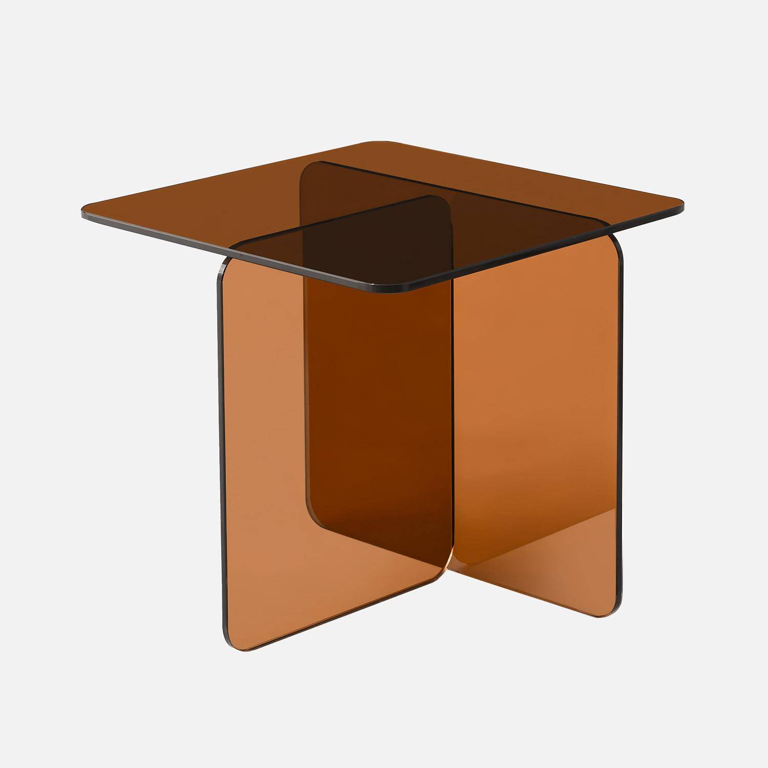 Table basse carrée en verre trempé 50cm ambre - Glintz Photo1