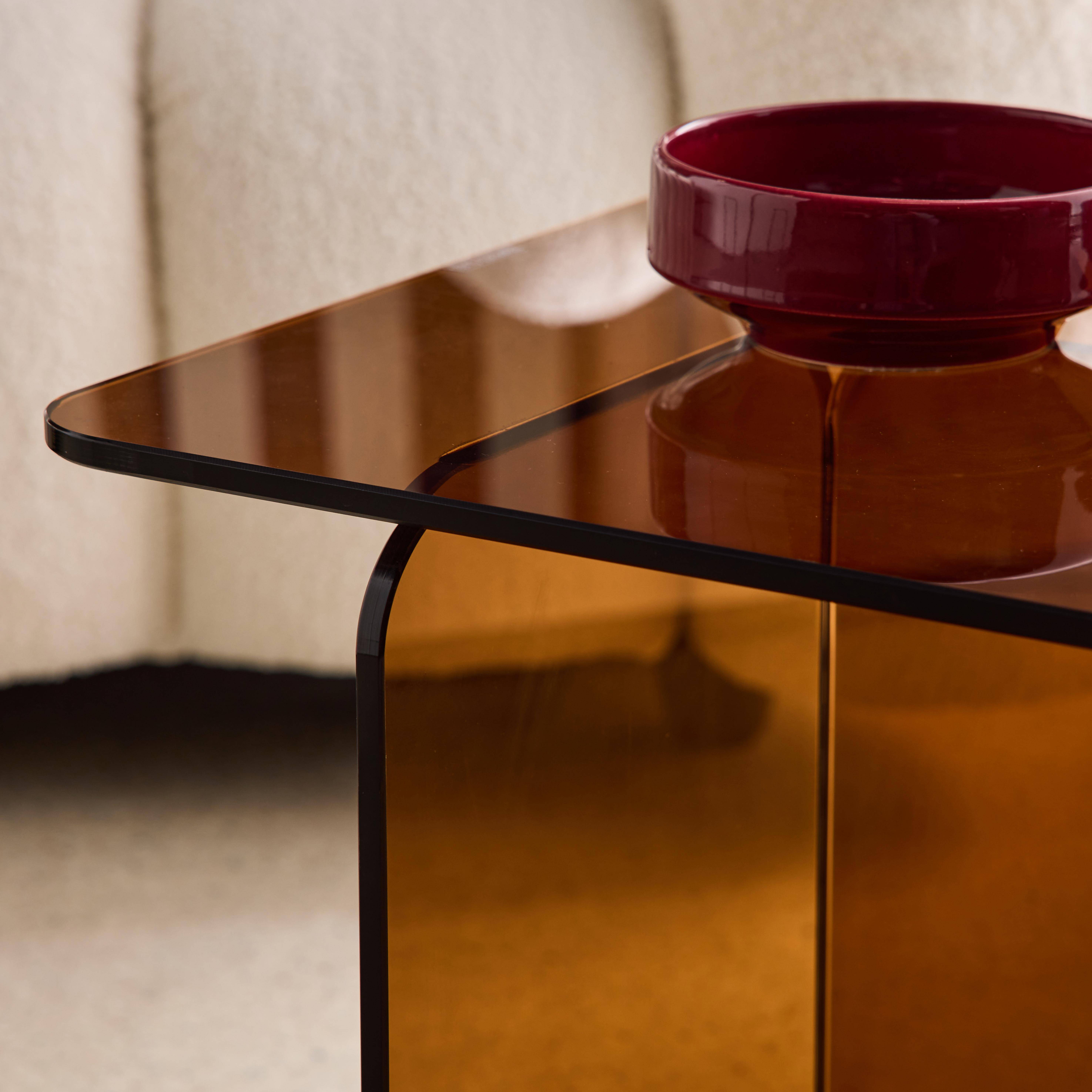 Table basse carrée en verre trempé 50cm ambre - Glintz,sweeek,Photo3