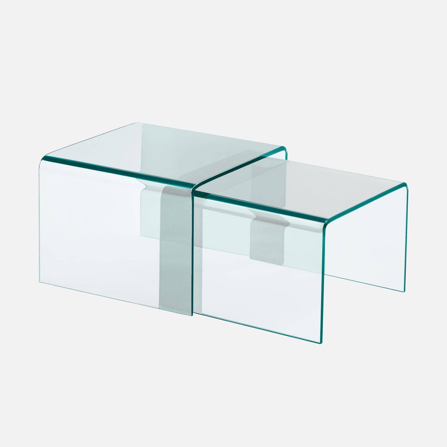 Tables gigognes rectangulaire et carrée verre trempée 50 cm transparent - Glintz Photo1