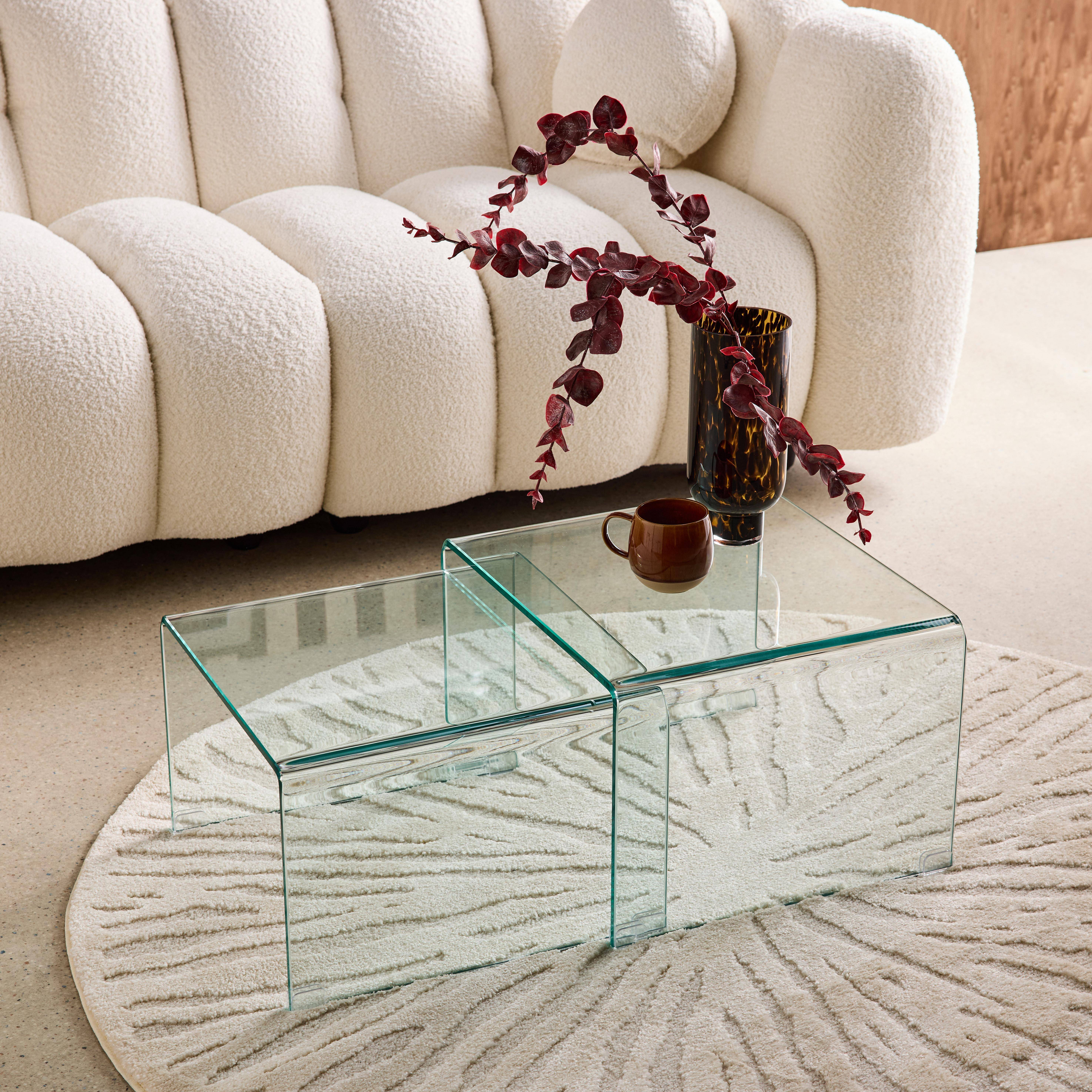 Rectangular and square nesting tables tempered glass transparent 50x45x33 cm - Glintz Photo1