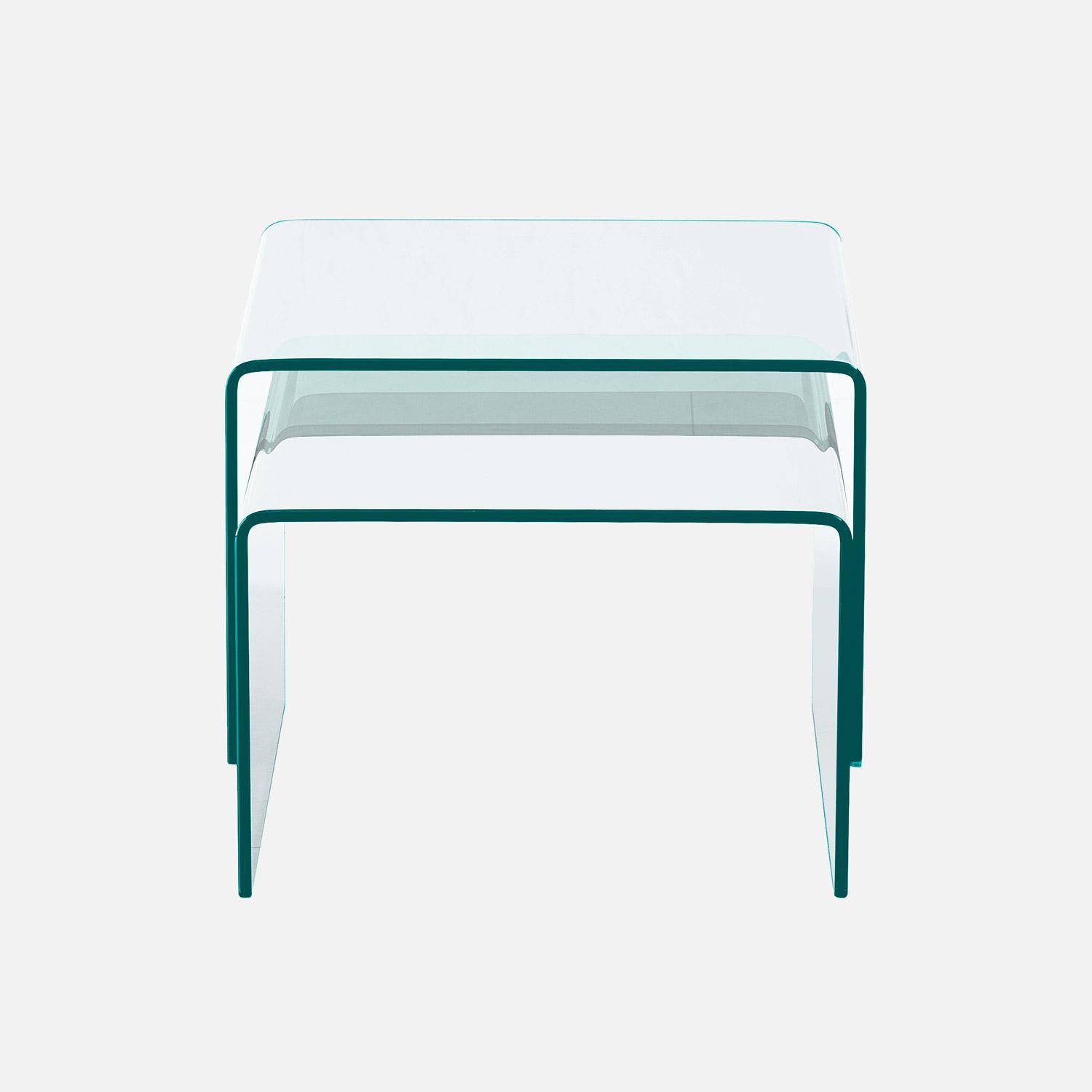 Tables gigognes rectangulaire et carrée verre trempée 50 cm transparent - Glintz,sweeek,Photo2