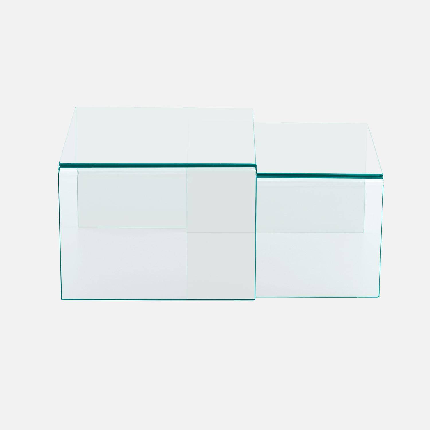 Tables gigognes rectangulaire et carrée verre trempée 50 cm transparent - Glintz,sweeek,Photo3