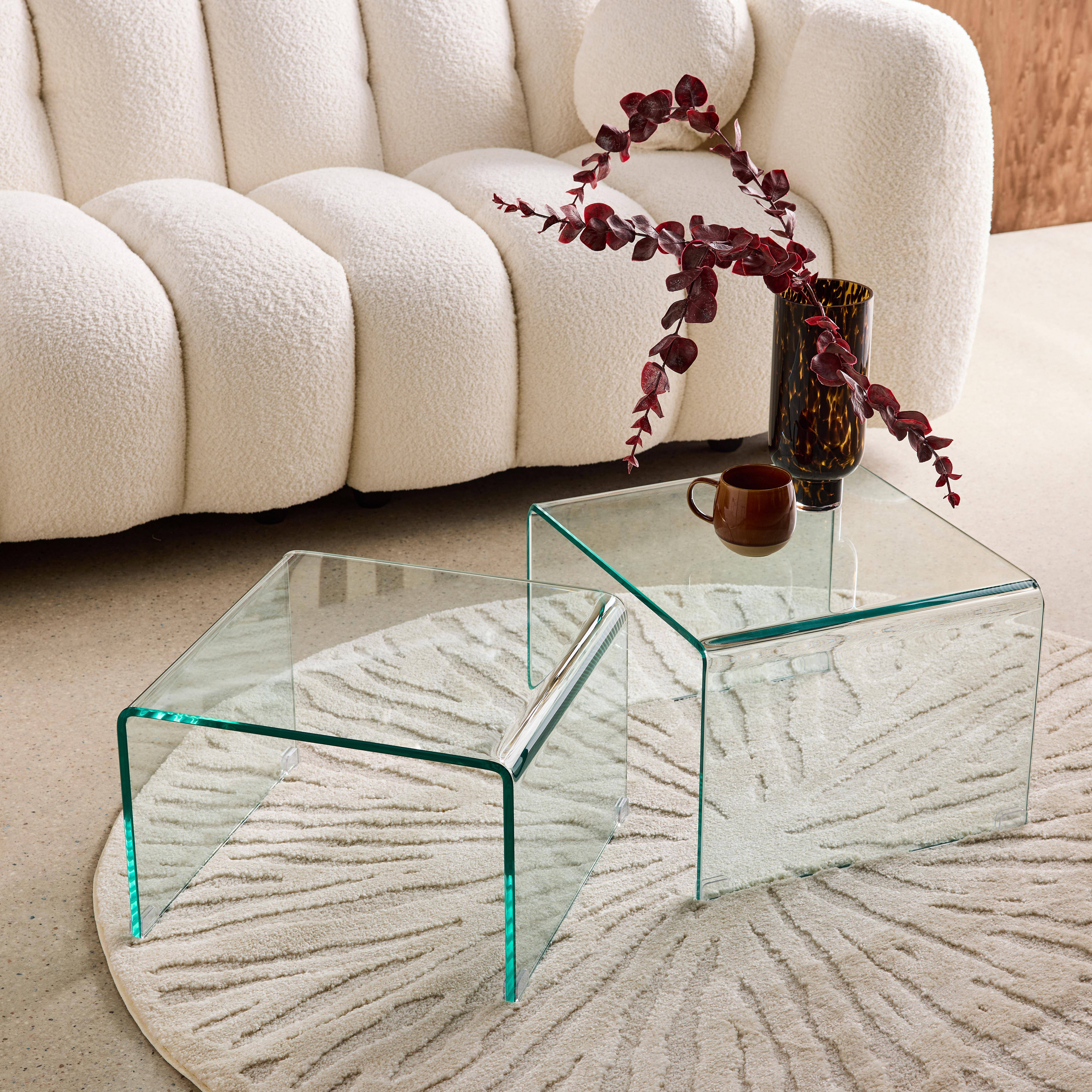 Rectangular and square nesting tables tempered glass transparent 50x45x33 cm - Glintz,sweeek,Photo2