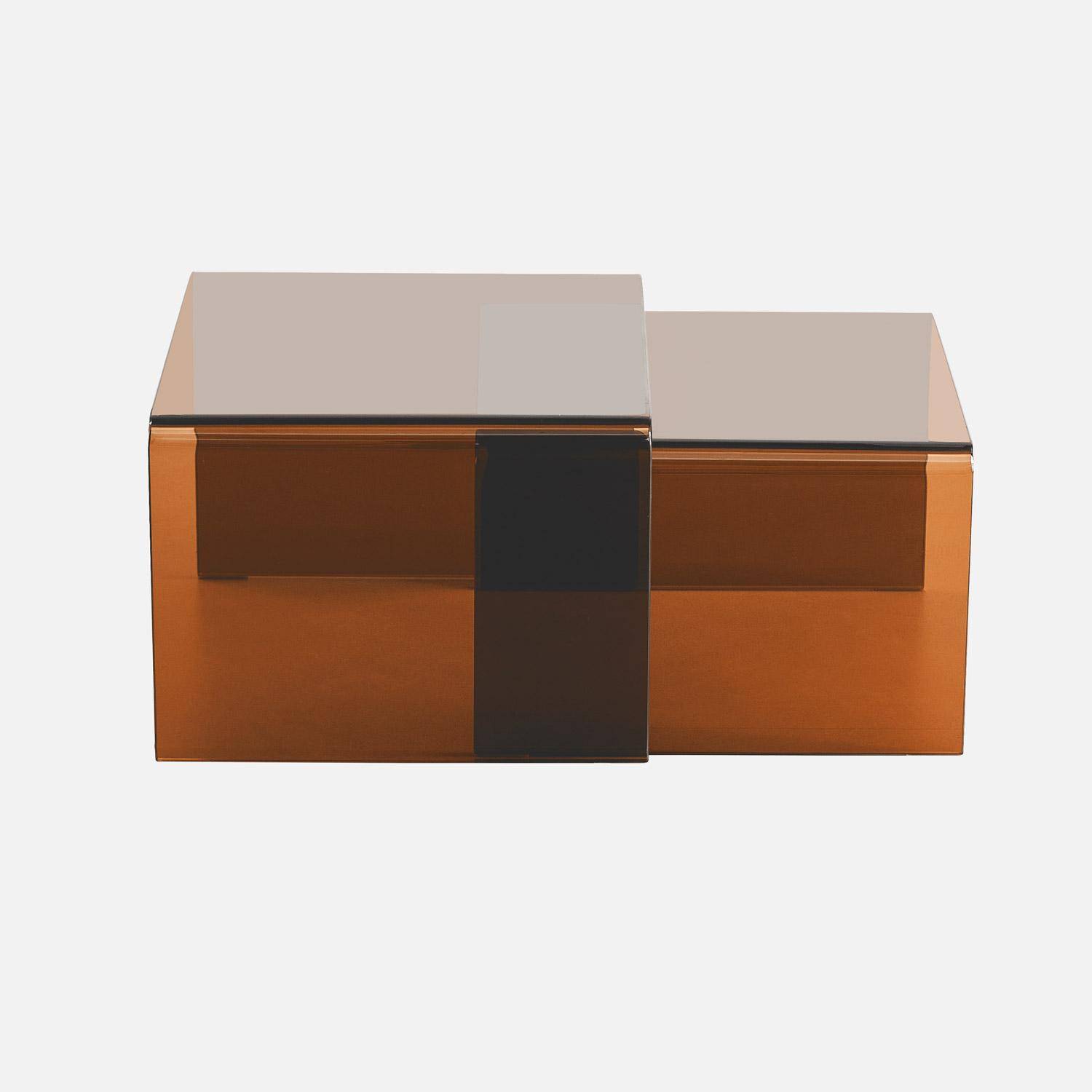 Tables gigognes rectangulaire et carrée verre trempée 50 cm ambre - Glintz Photo3