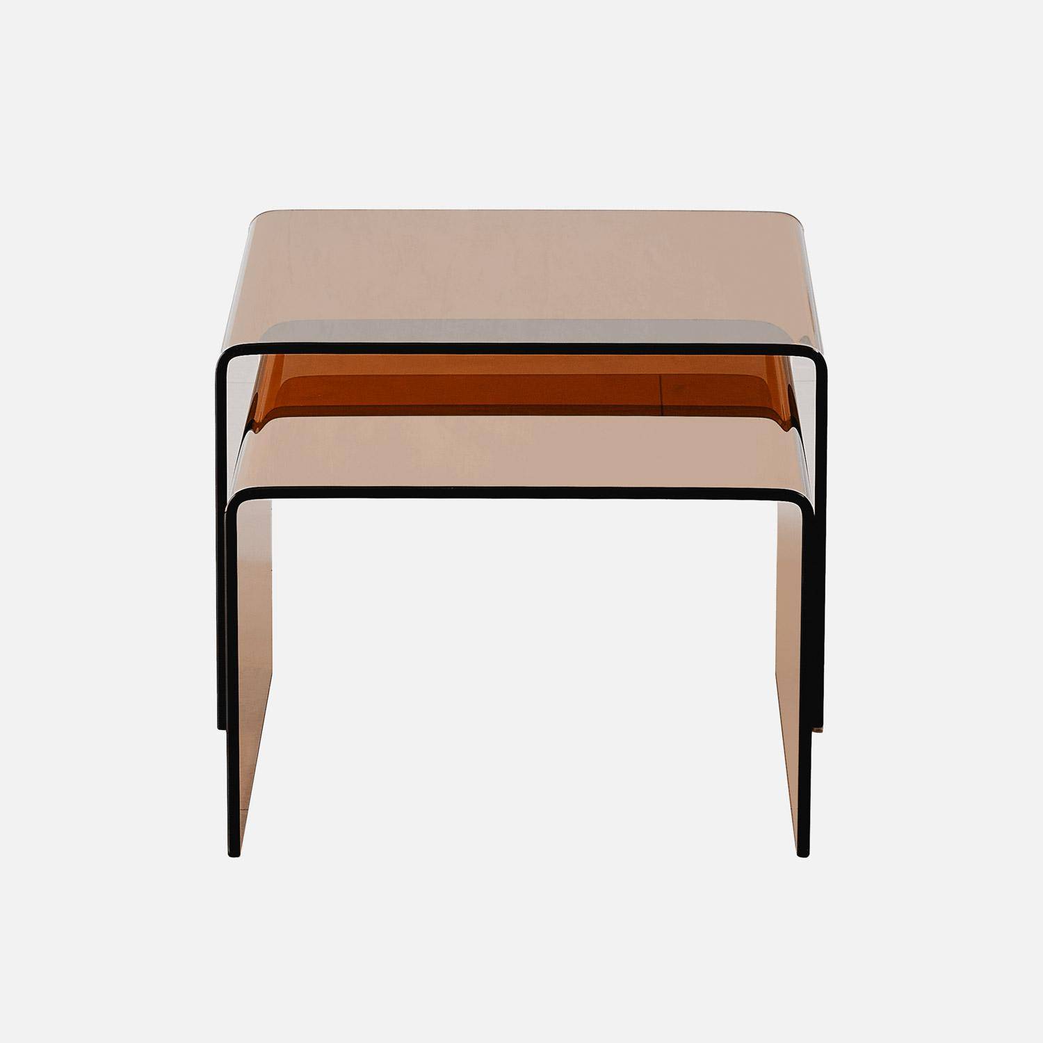 Tables gigognes rectangulaire et carrée verre trempée 50 cm ambre - Glintz Photo2