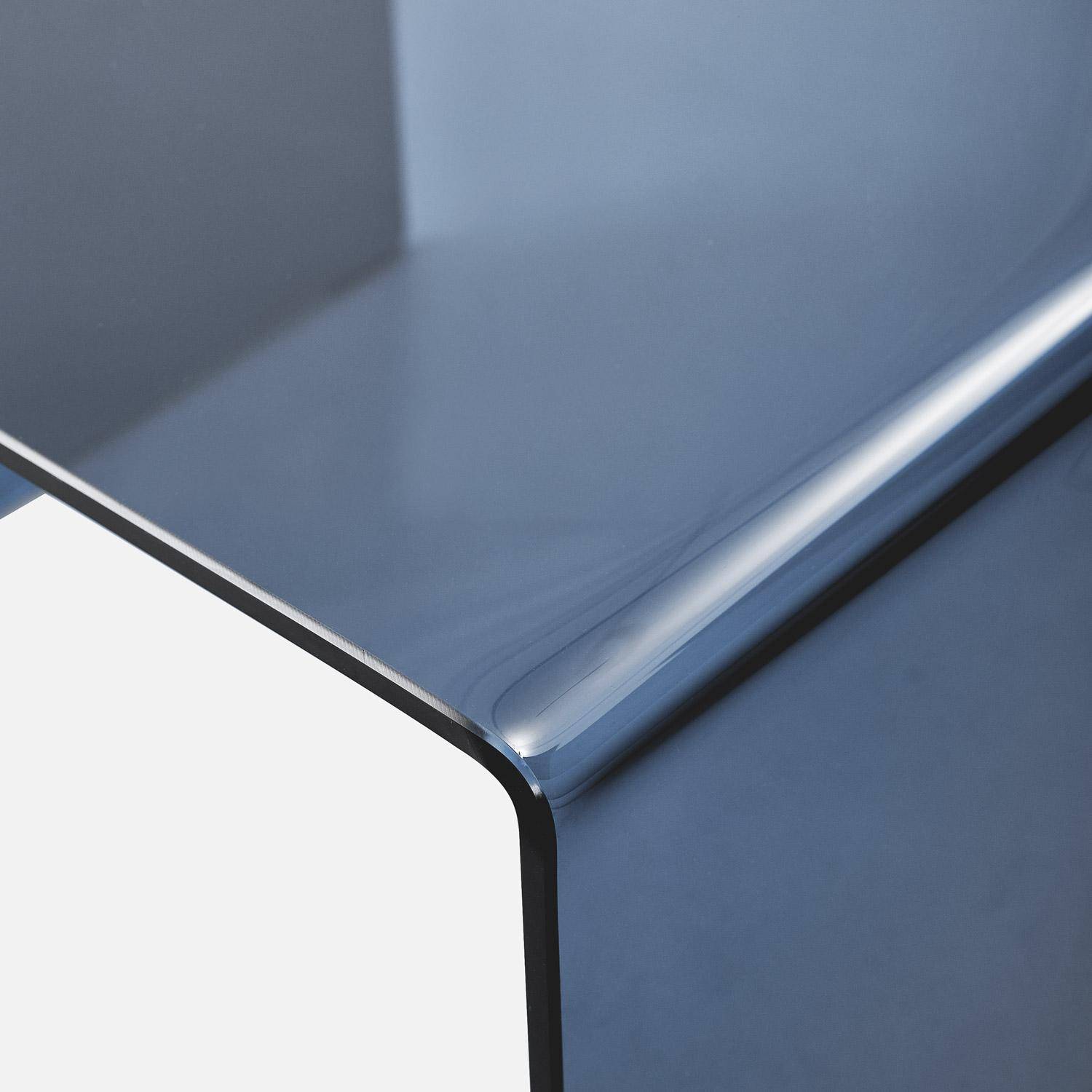 Tables gigognes rectangulaire et carrée verre trempée 50 cm bleu gris - Glintz Photo4