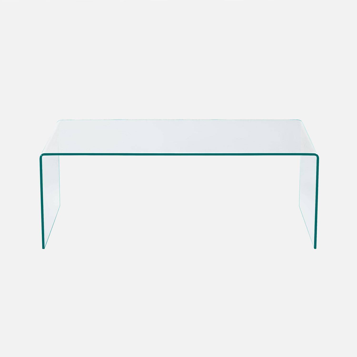 Table basse rectangulaire en verre trempé 110cm transparent - Glintz,sweeek,Photo2