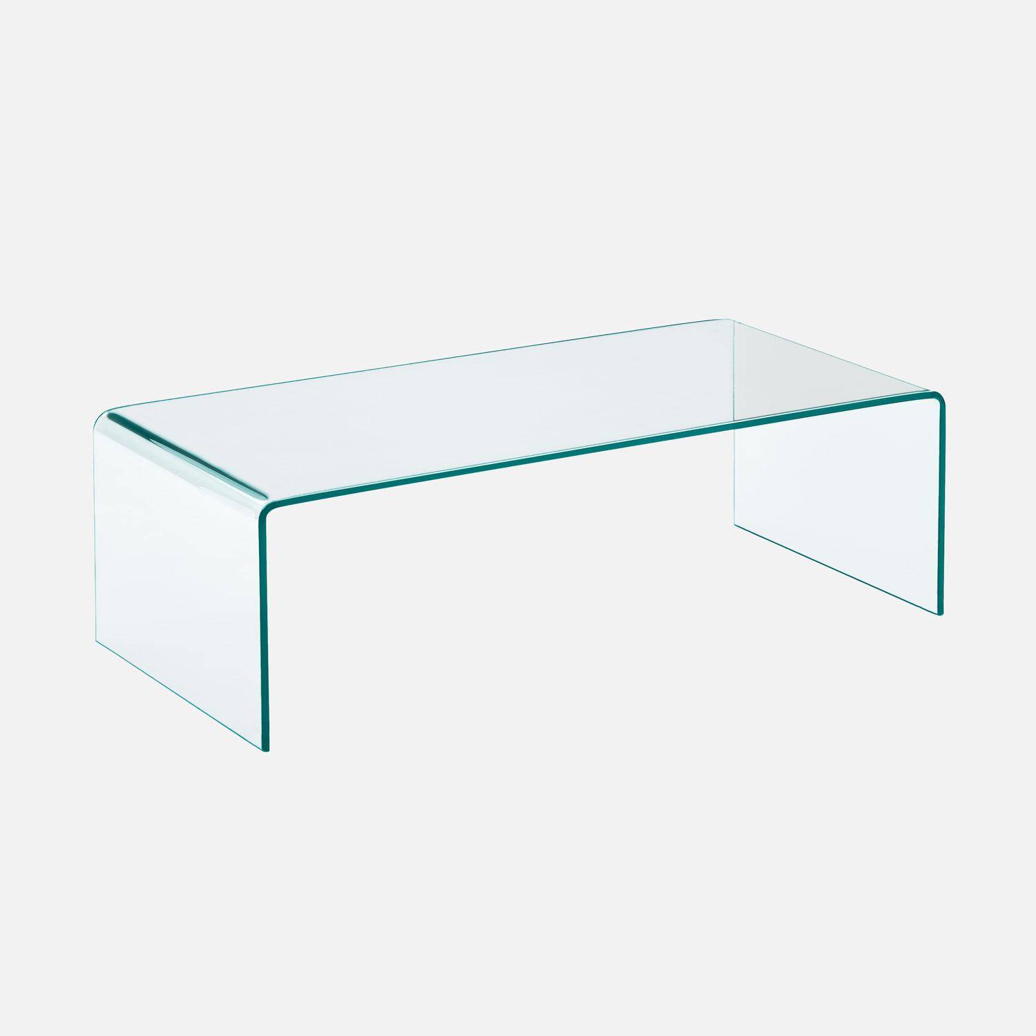 Table basse rectangulaire en verre trempé 110cm transparent - Glintz Photo1