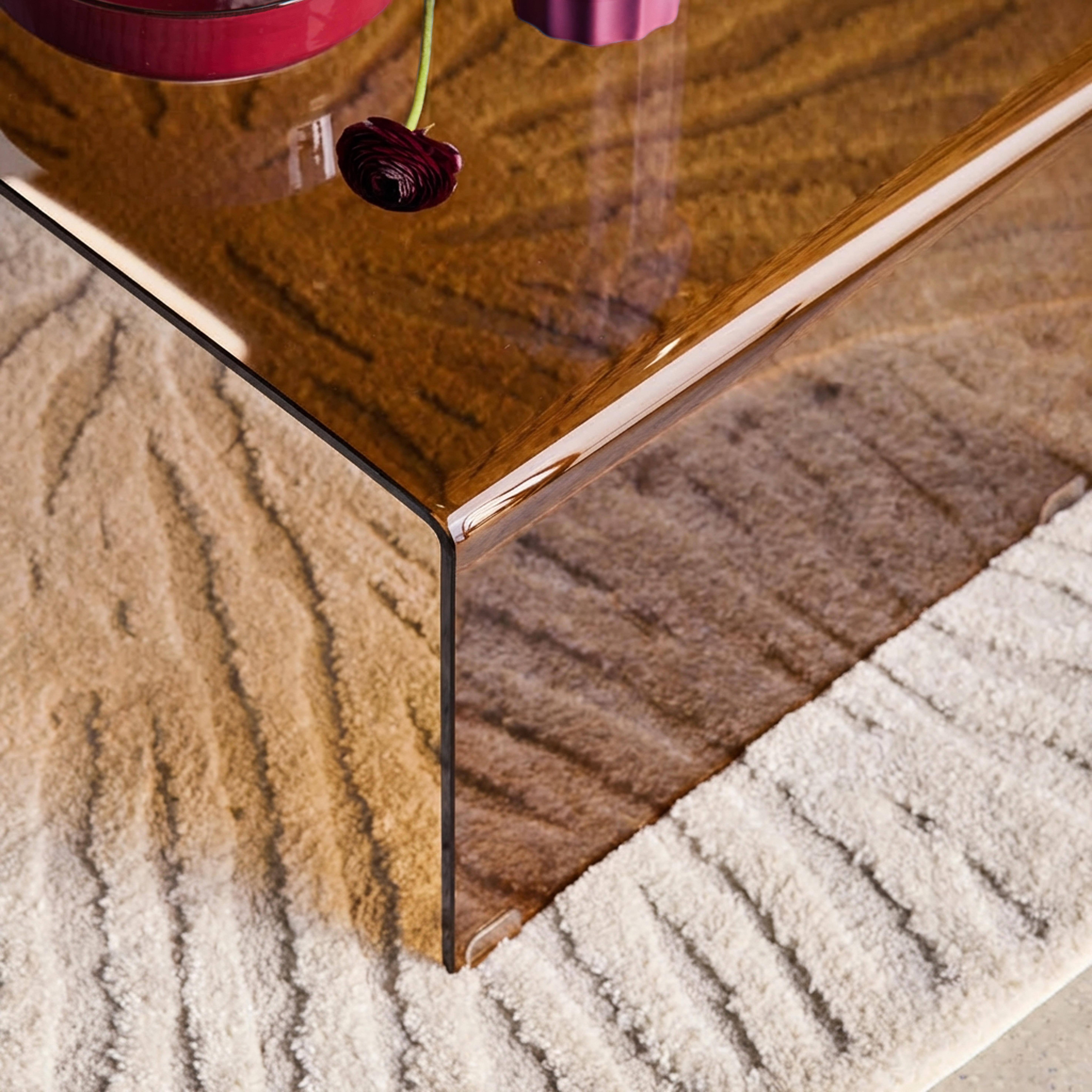 Prostokątny stolik kawowy z hartowanego szkła 110 cm bursztyn - Glintz,sweeek,Photo3