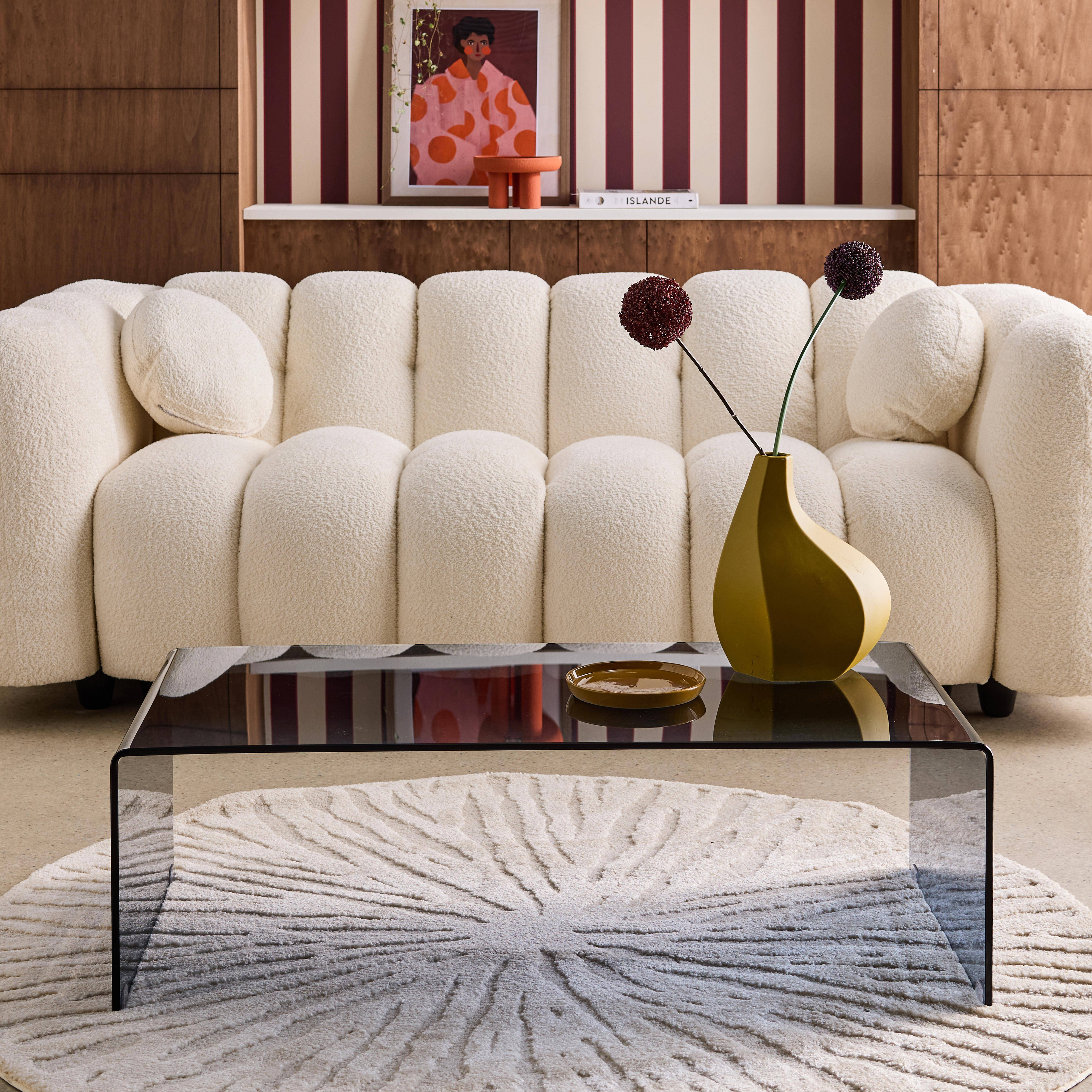 Rechteckiger Couchtisch aus gehärtetem Glas 110 cm graublau - Glintz,sweeek,Photo1