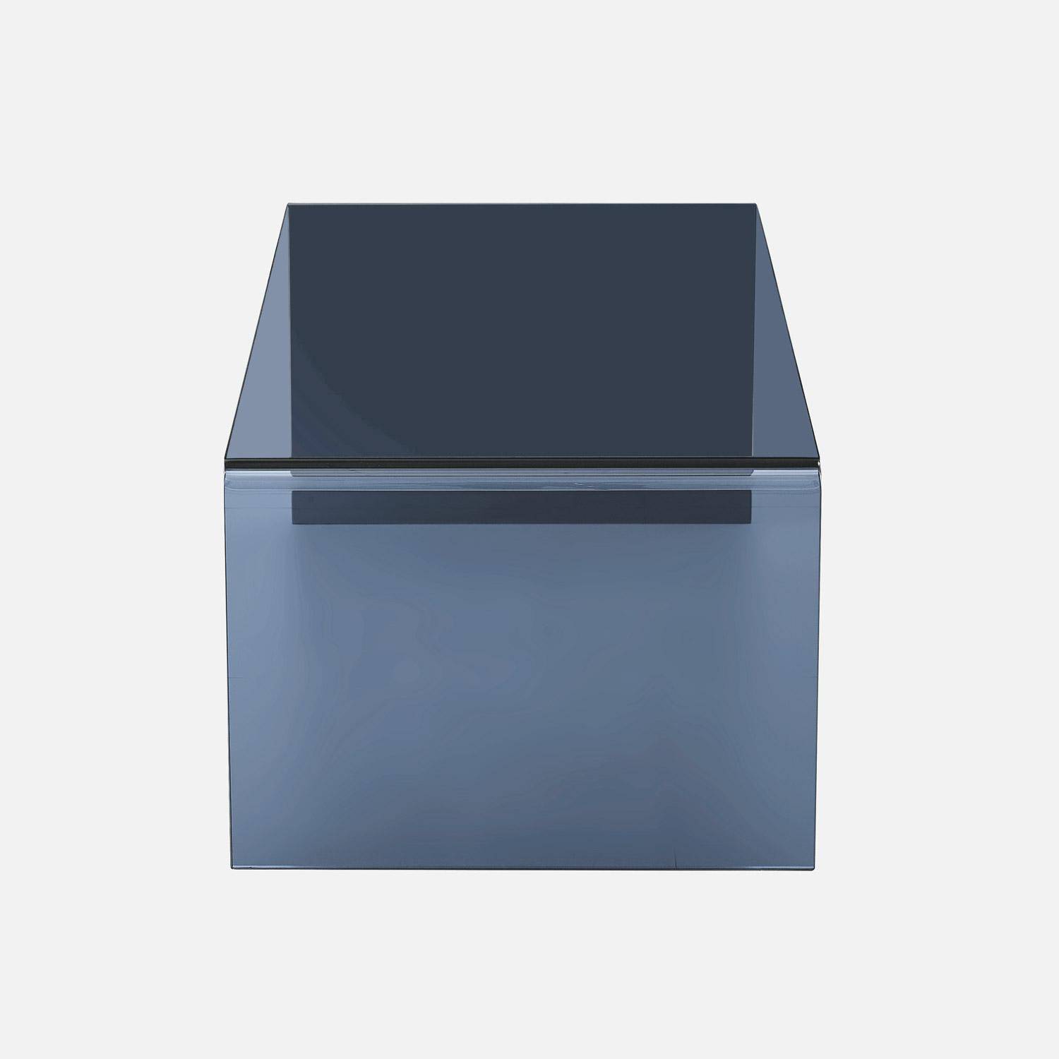 Table basse rectangulaire en verre trempé 110cm bleu gris - Glintz Photo3