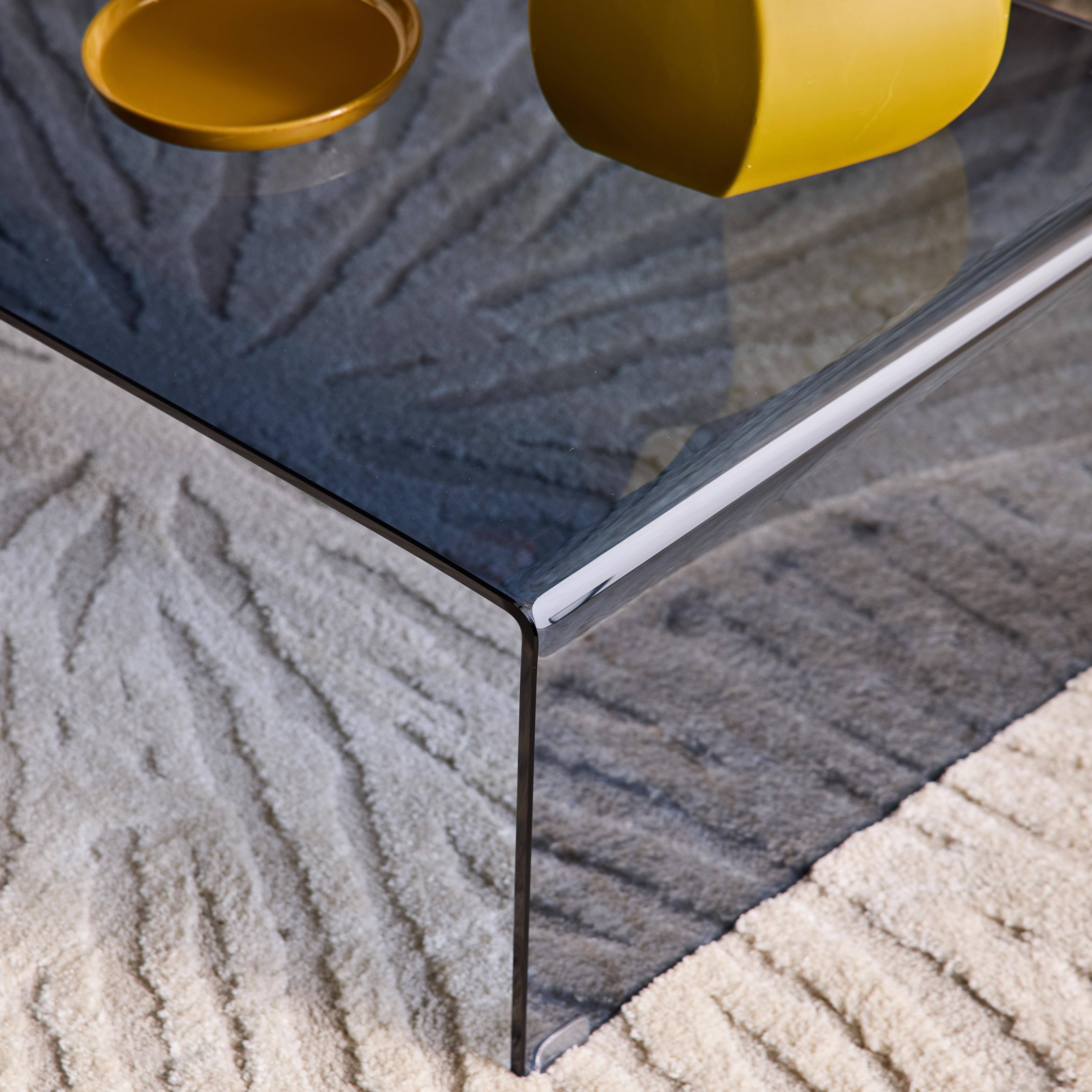 Rechteckiger Couchtisch aus gehärtetem Glas 110 cm graublau - Glintz,sweeek,Photo3