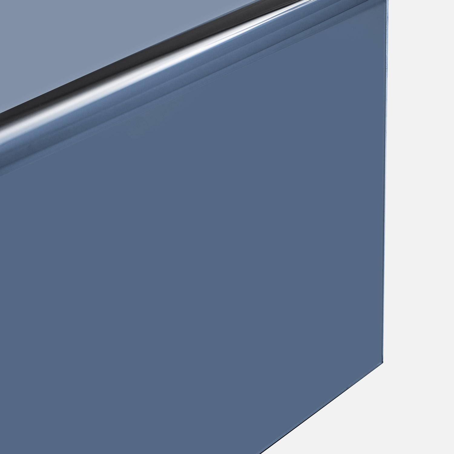 Table basse rectangulaire en verre trempé 110cm bleu gris - Glintz Photo4