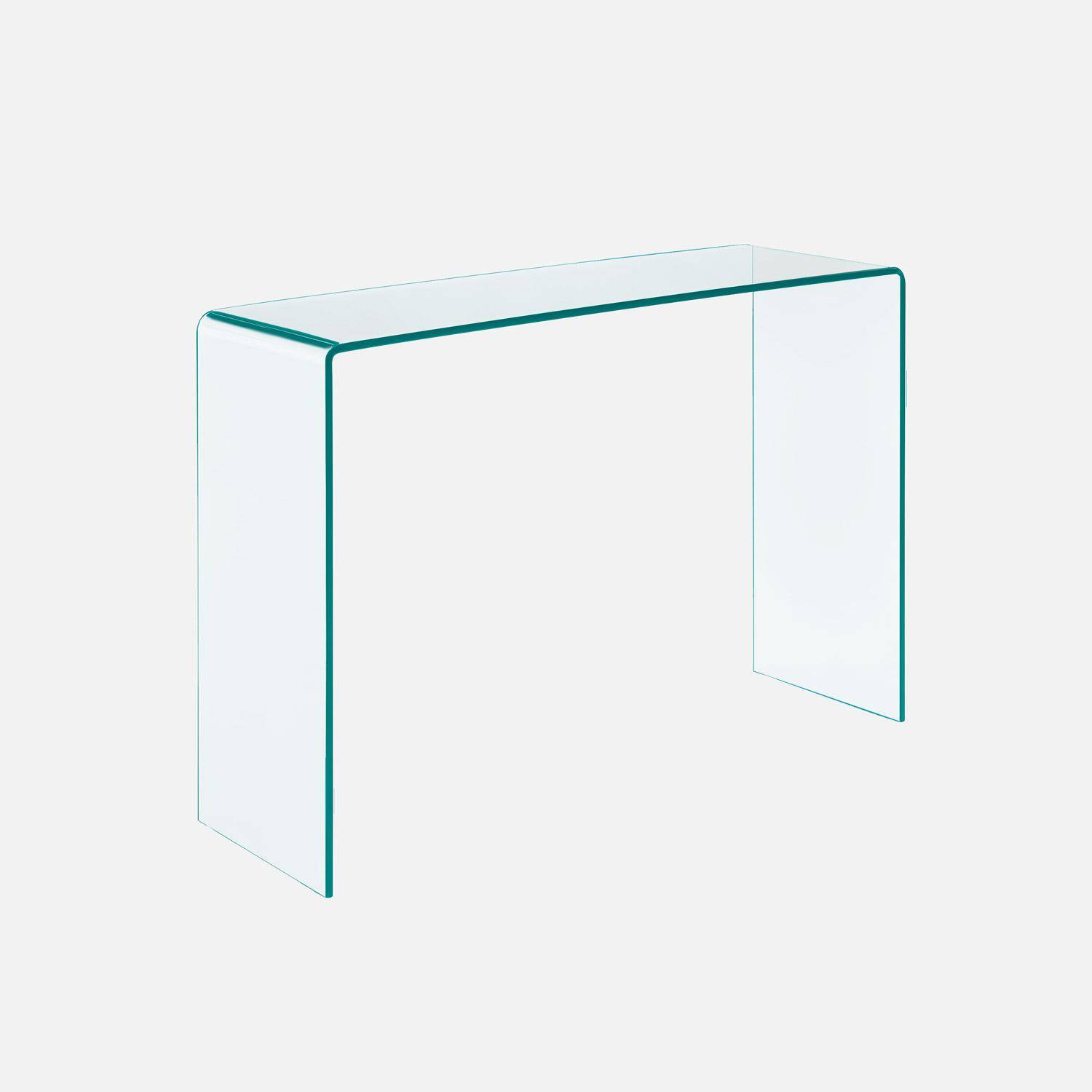 Console rectangulaire en verre trempé 110cm transparent - Glintz Photo1