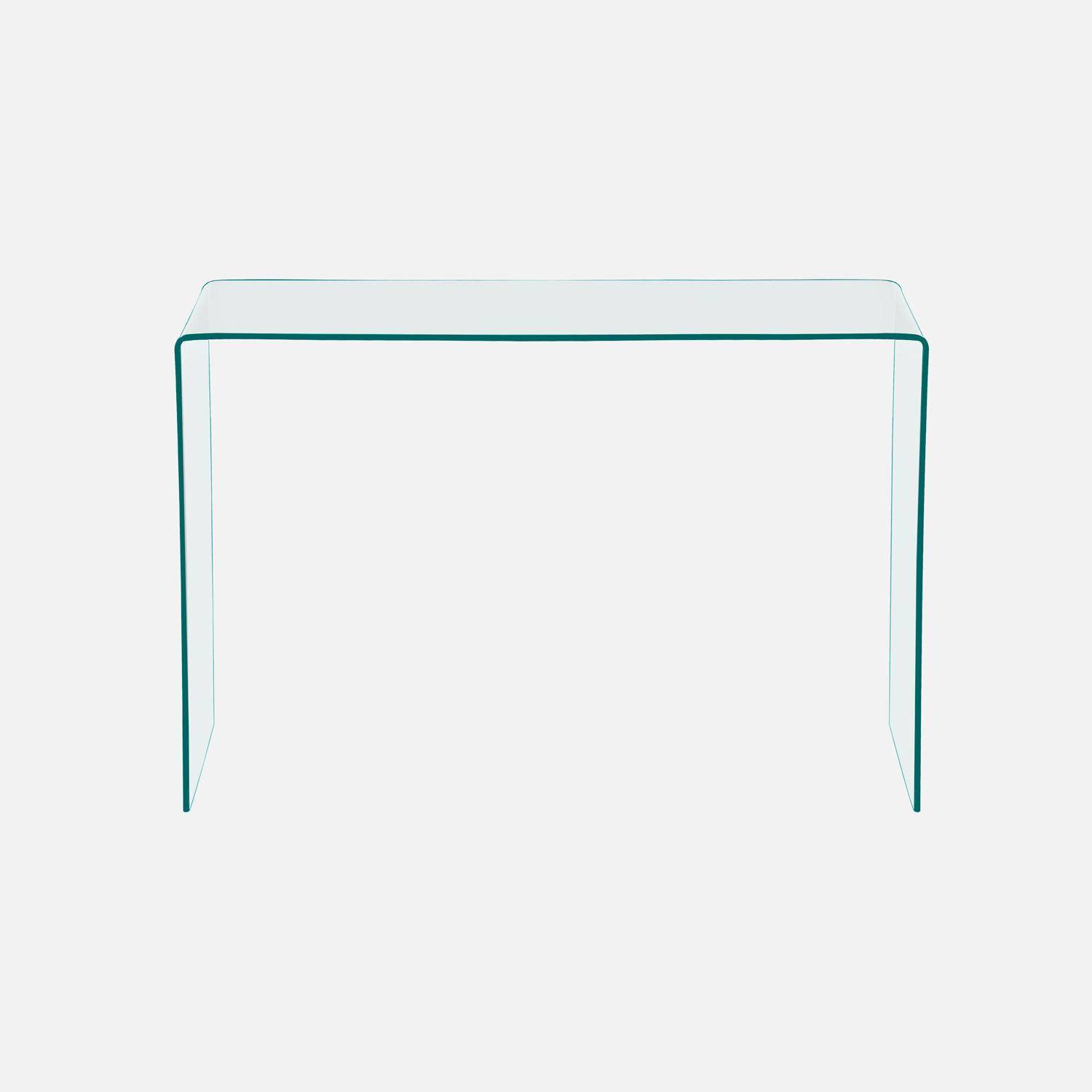 Console rectangulaire en verre trempé 110cm transparent - Glintz Photo2