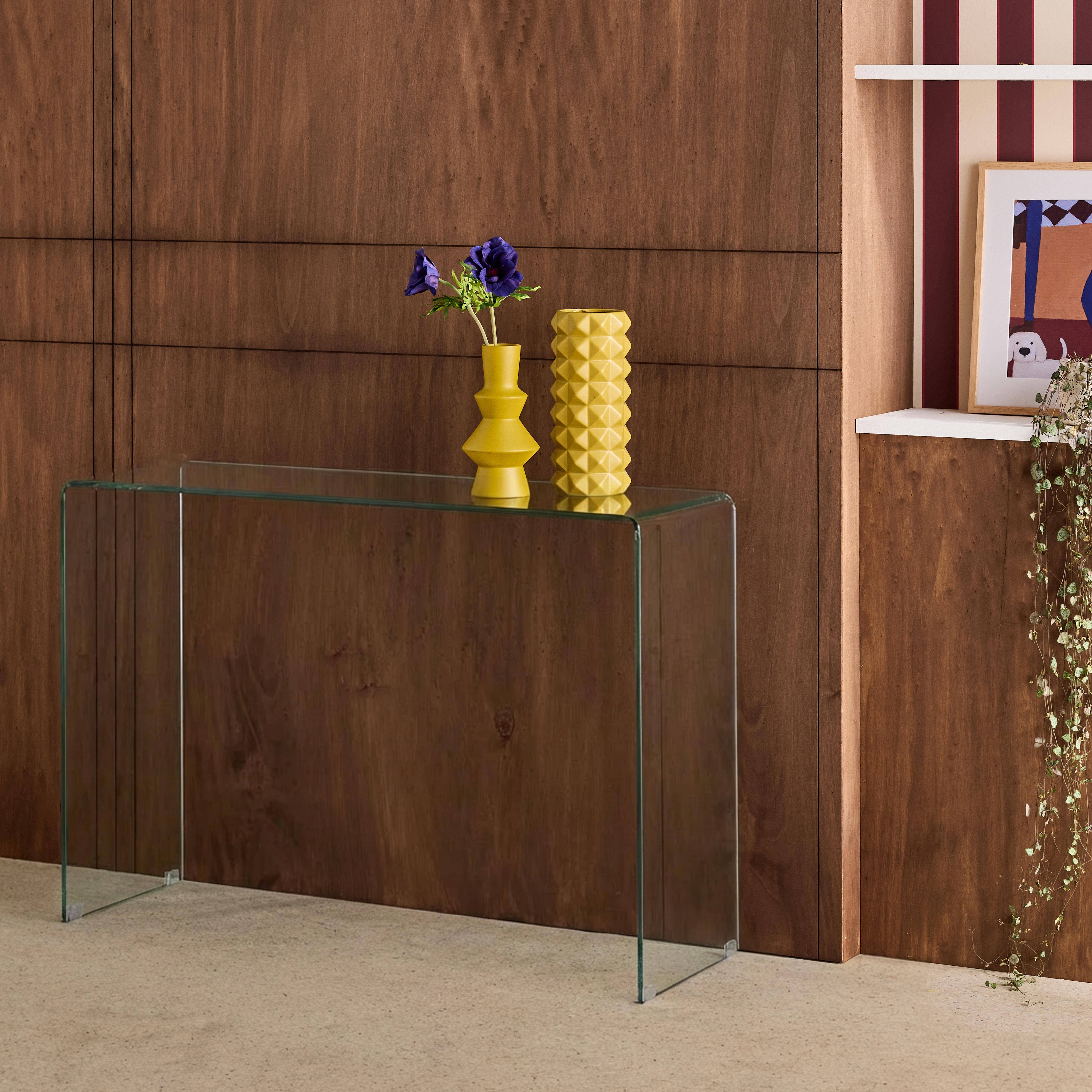 Prostokątna konsola ze szkła hartowanego 110cm przezroczysta - Glintz,sweeek,Photo2