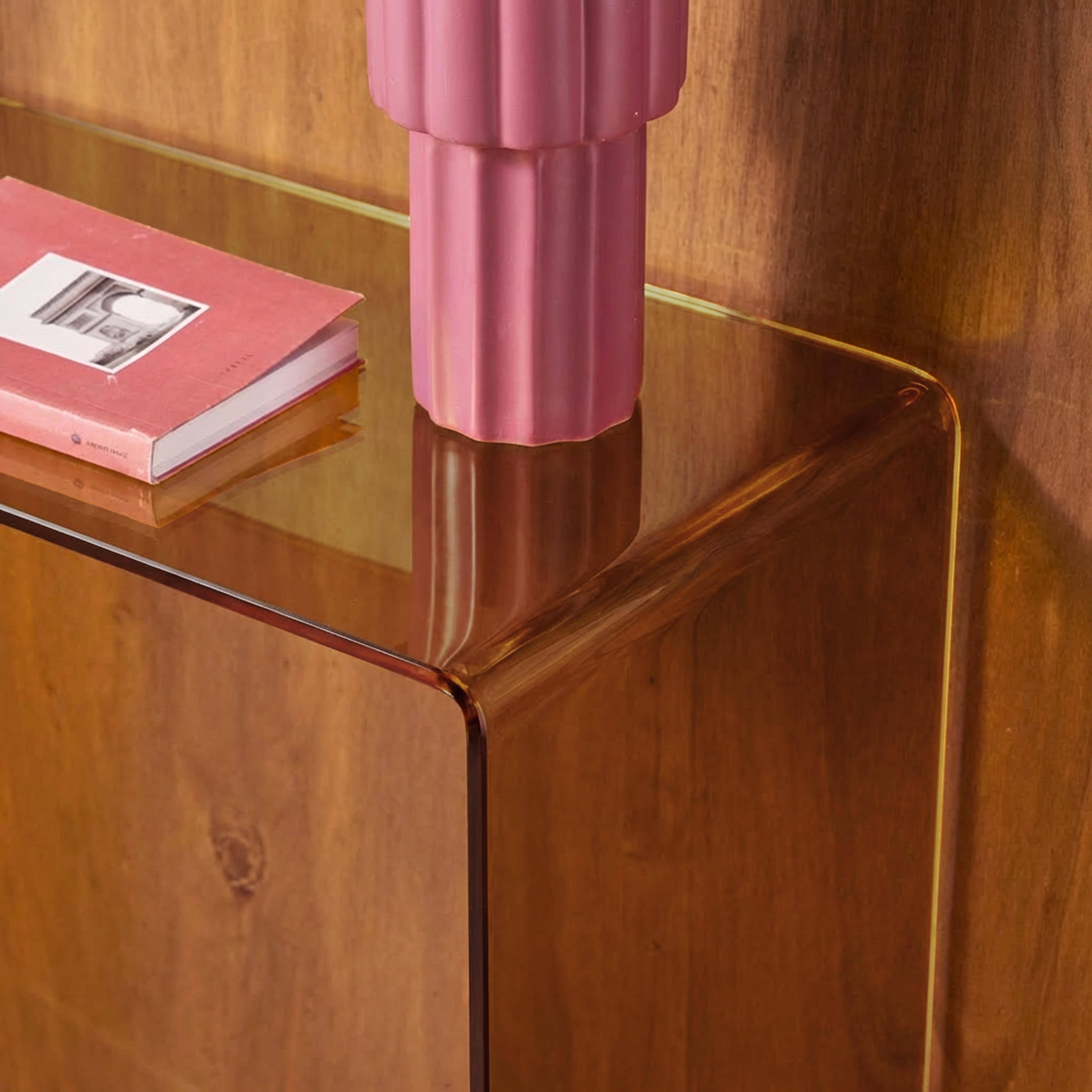 Prostokątna konsola z hartowanego szkła 110cm bursztyn - Glintz Photo3