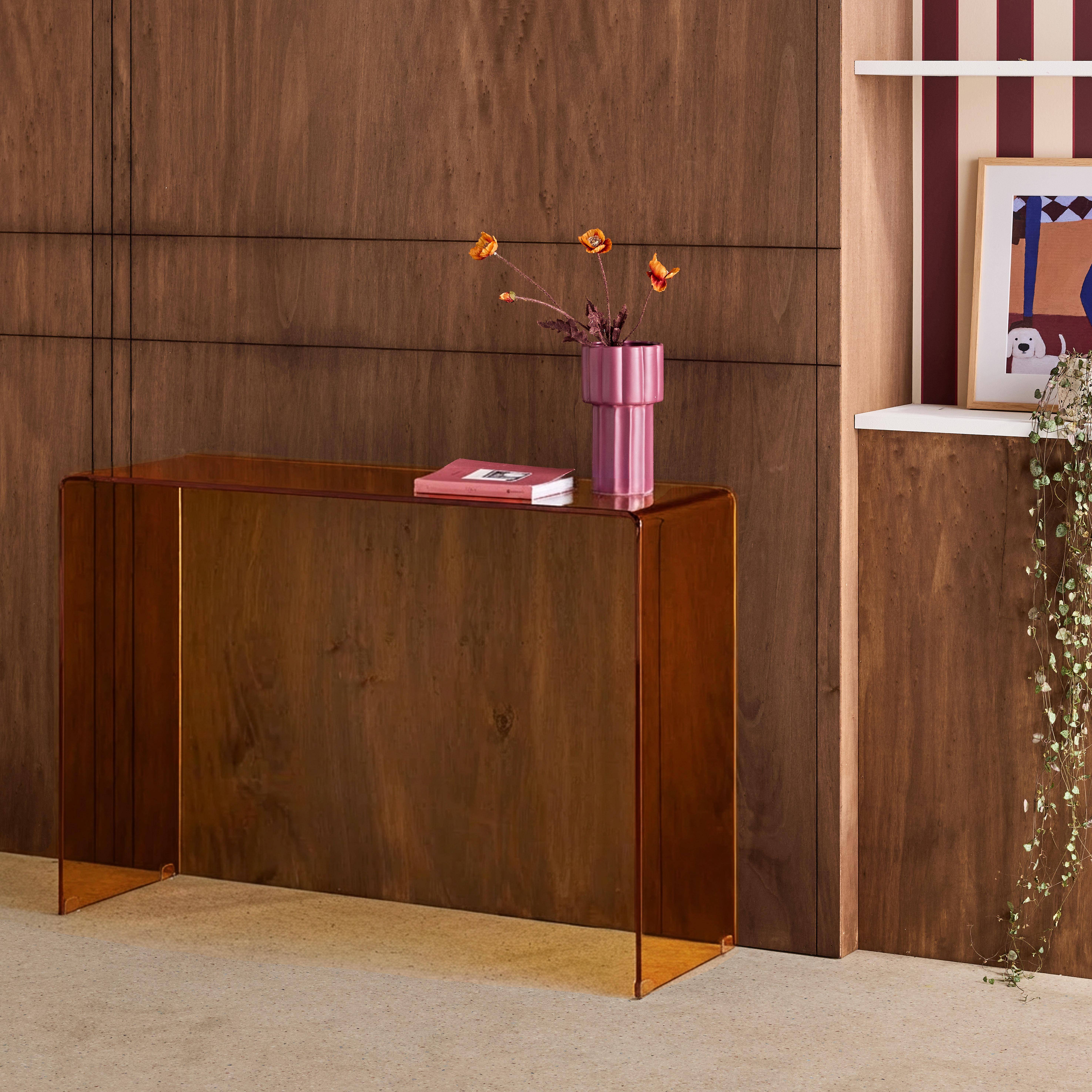 Prostokątna konsola z hartowanego szkła 110cm bursztyn - Glintz Photo2