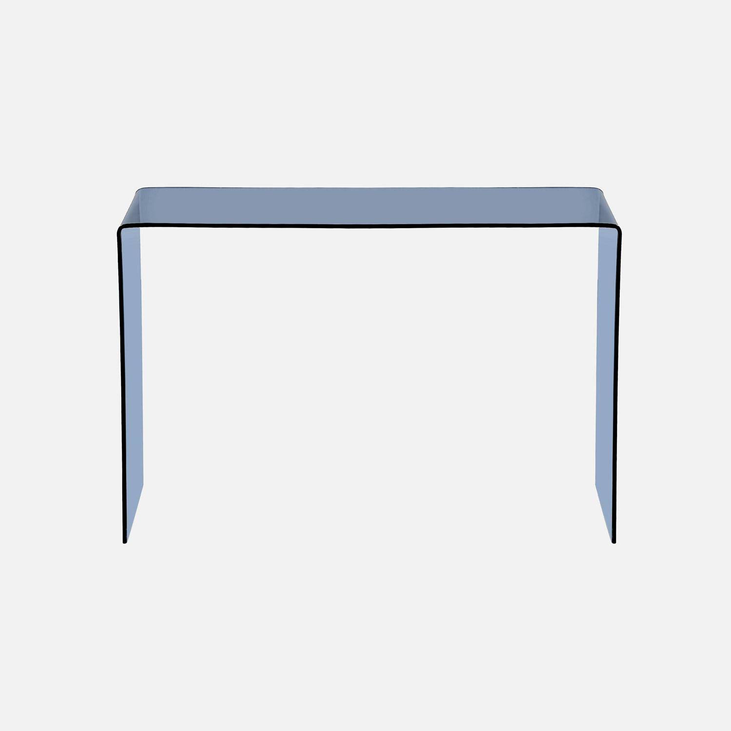 Console rectangulaire en verre trempé 110cm bleu gris - Glintz Photo2