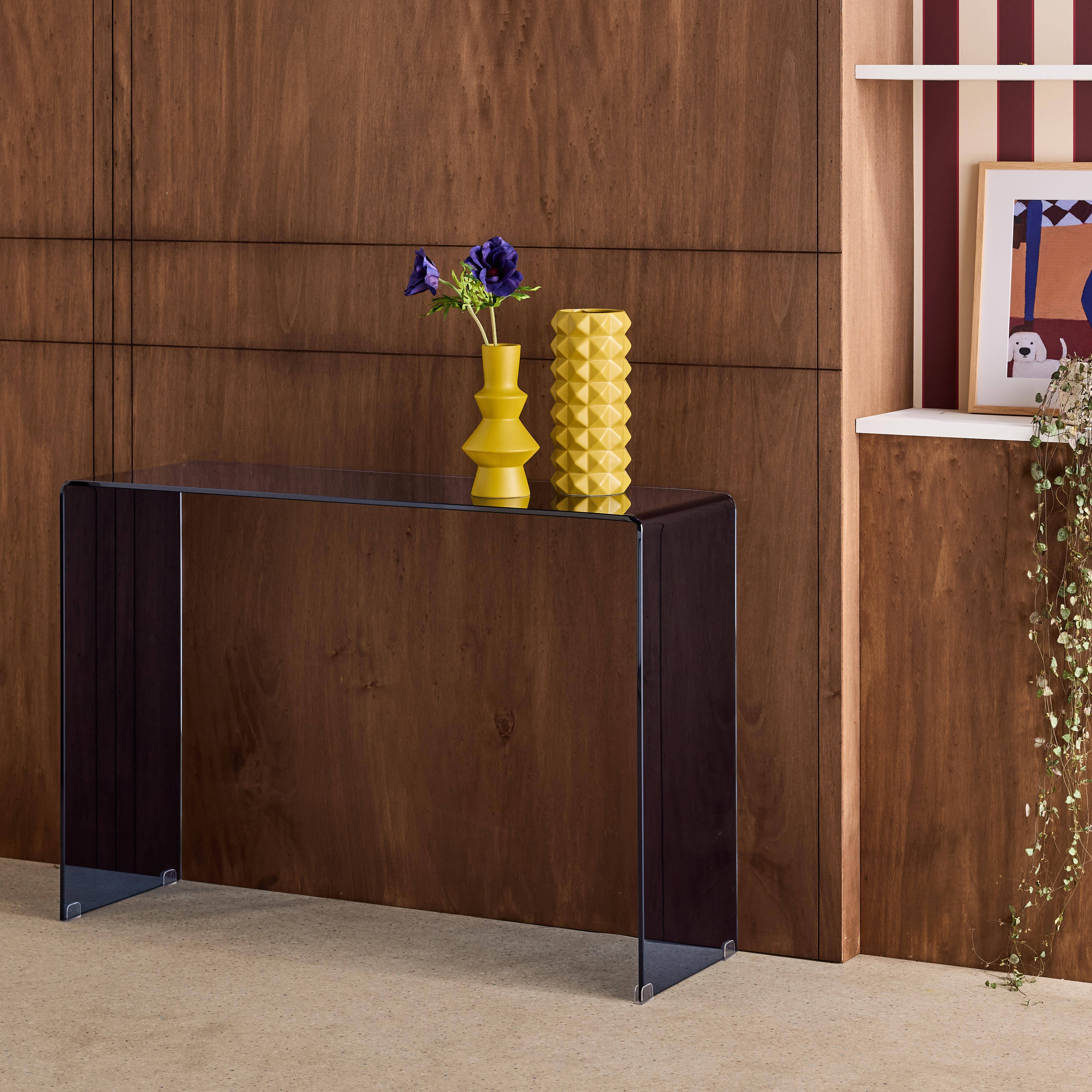 Prostokątna konsola z hartowanego szkła 110 cm niebiesko-szara - Glintz,sweeek,Photo2