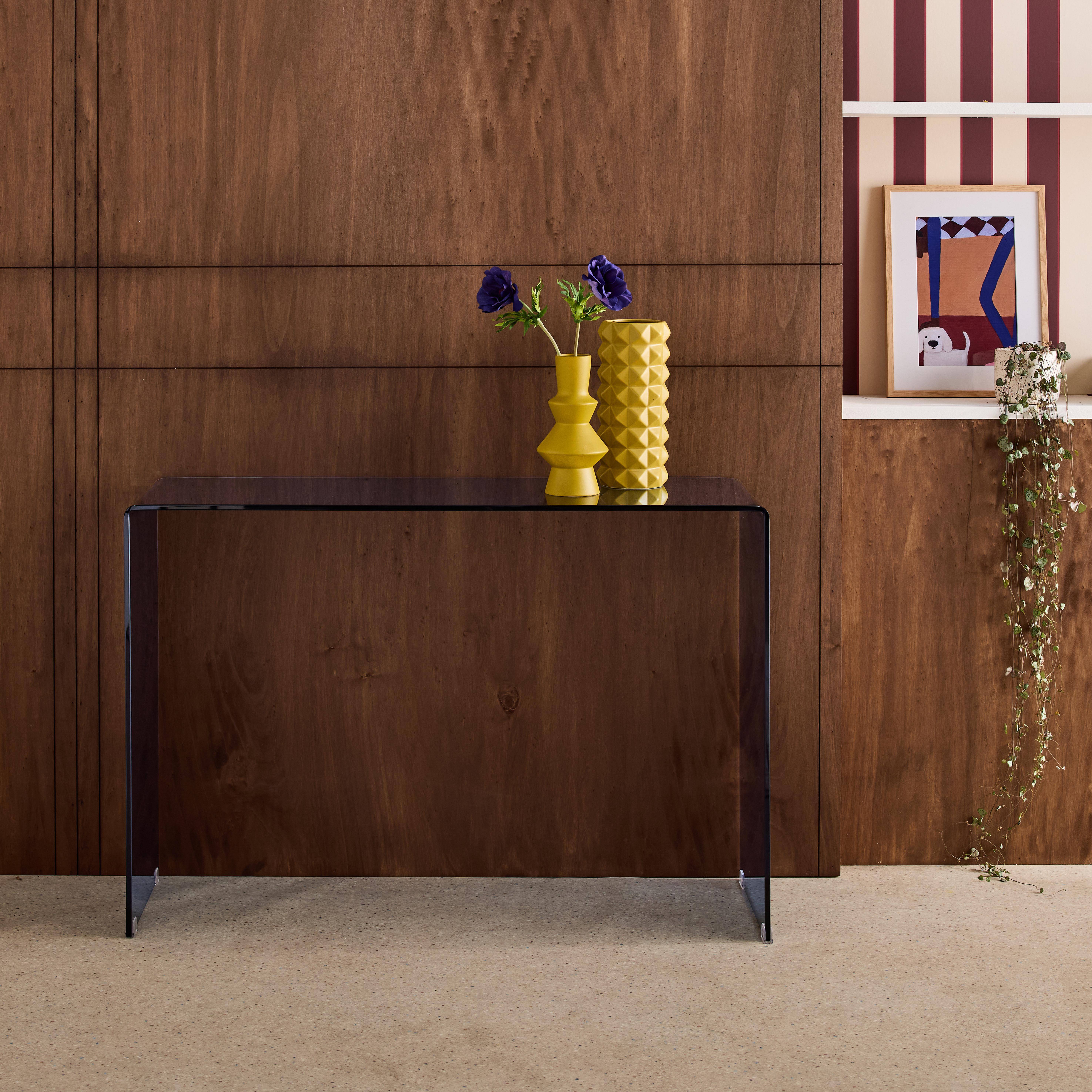 Prostokątna konsola z hartowanego szkła 110 cm niebiesko-szara - Glintz,sweeek,Photo1