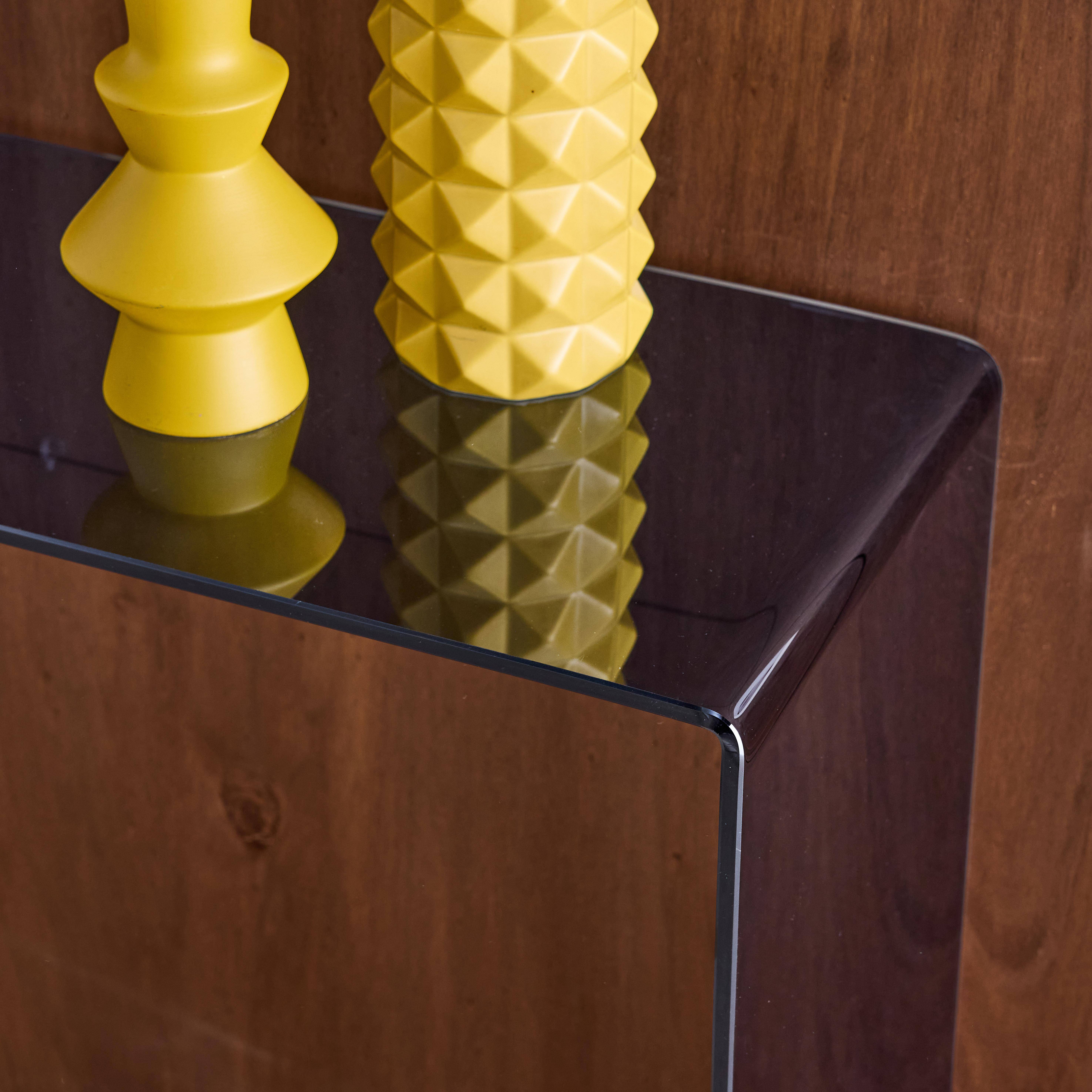 Prostokątna konsola z hartowanego szkła 110 cm niebiesko-szara - Glintz Photo3