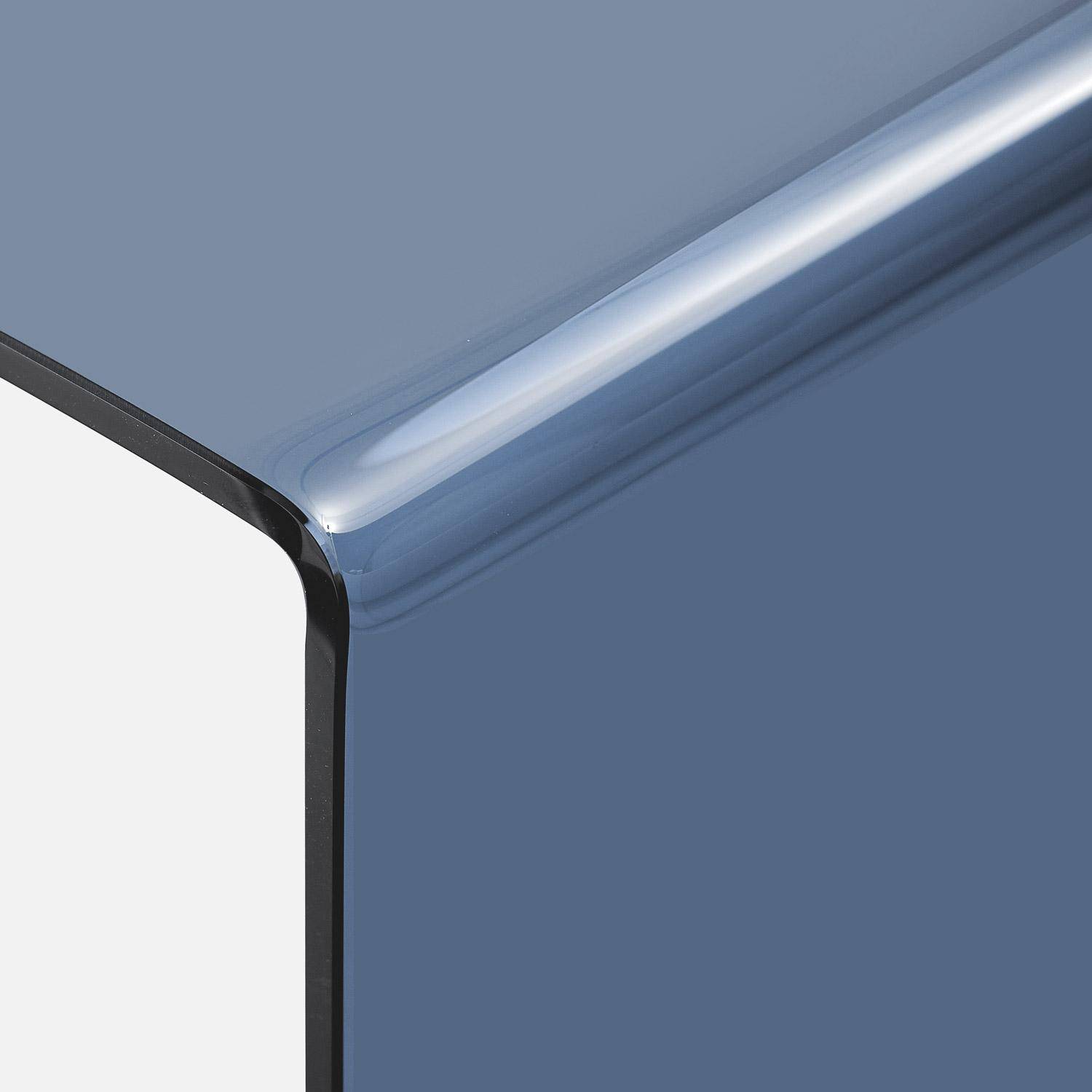 Console rectangulaire en verre trempé 110cm bleu gris - Glintz Photo4