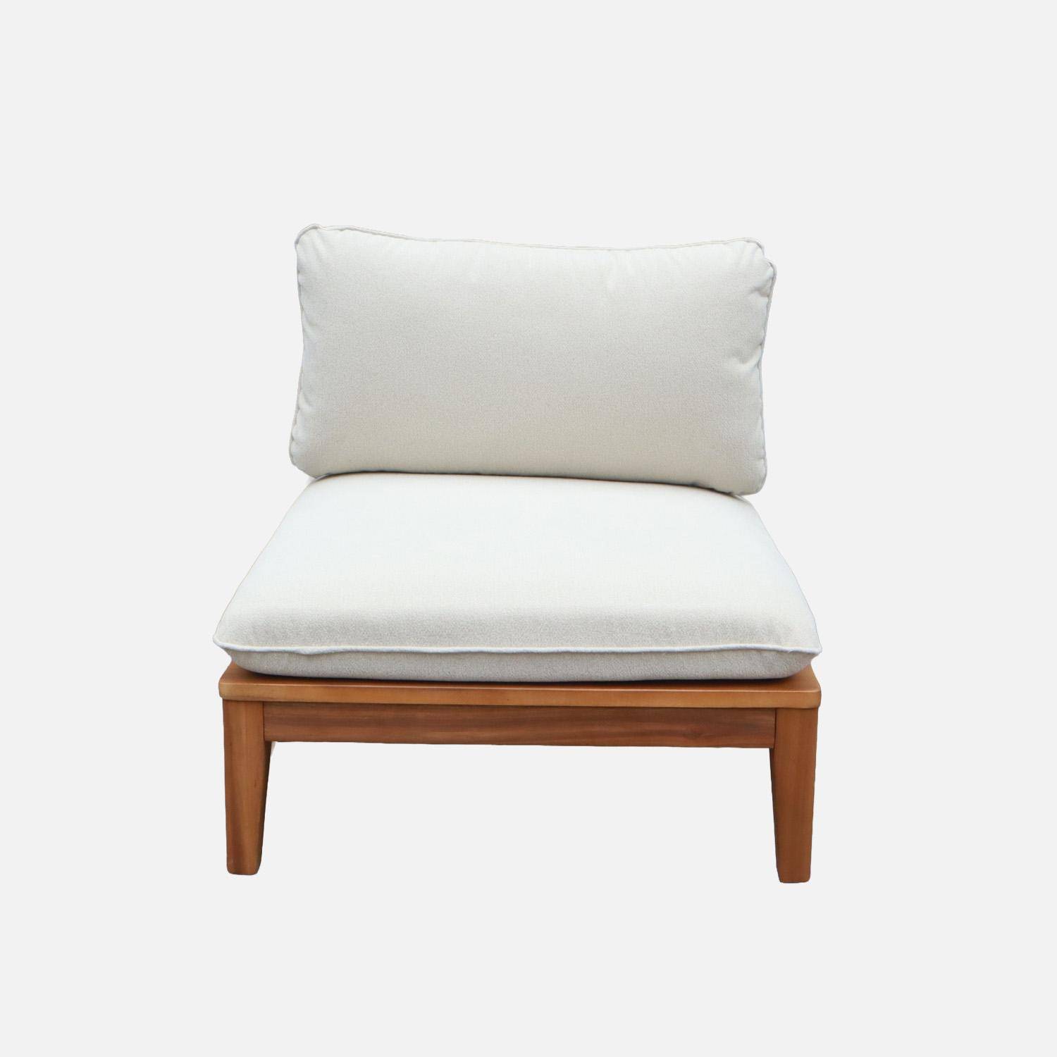 Banquette modulable de jardin bois d'acacia et bouclette 2 places beige - Yona,sweeek,Photo3