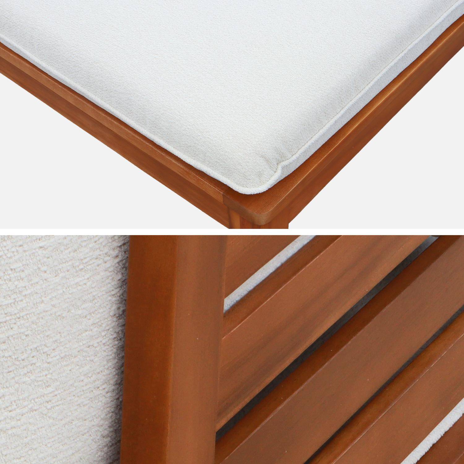 Banquette modulable de jardin bois d'acacia et bouclette avec accoudoirs 2 places beige - Yona Photo5