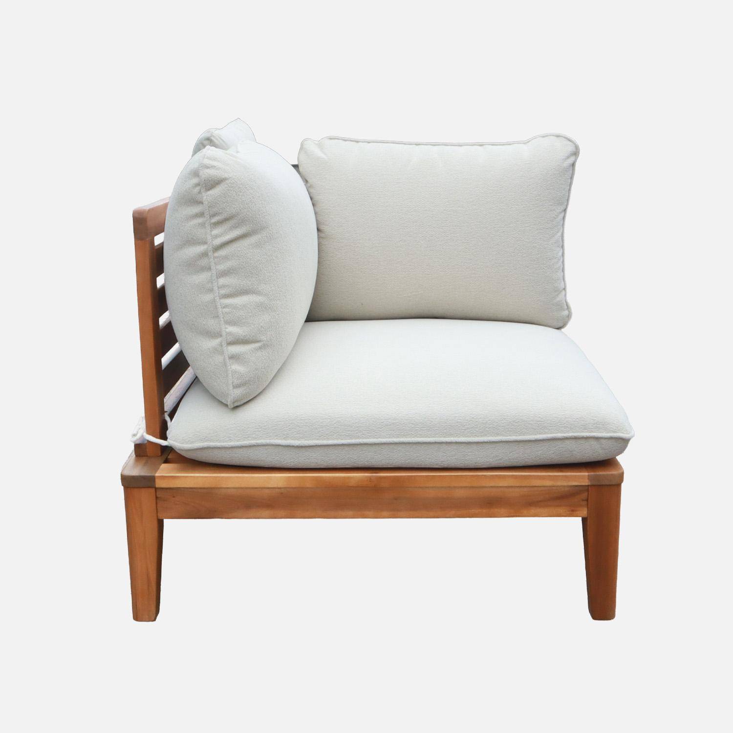 Banquette modulable de jardin bois d'acacia et bouclette avec accoudoirs 2 places beige - Yona,sweeek,Photo4