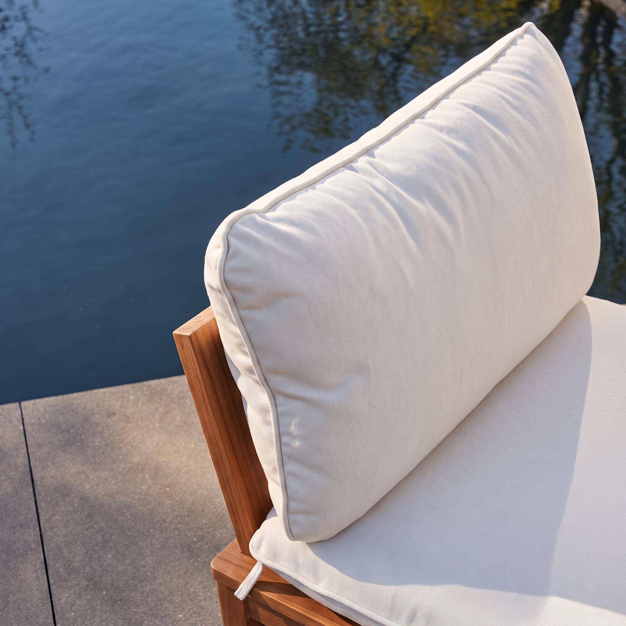 Tuinfauteuil met salontafel acaciahout en bouclé-effect beige - Yona Photo3