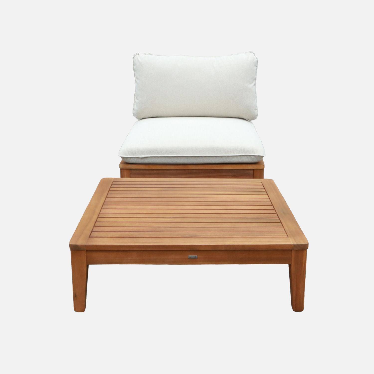 Fauteuil de jardin avec table basse bois d'acacia et bouclette beige - Yona,sweeek,Photo2