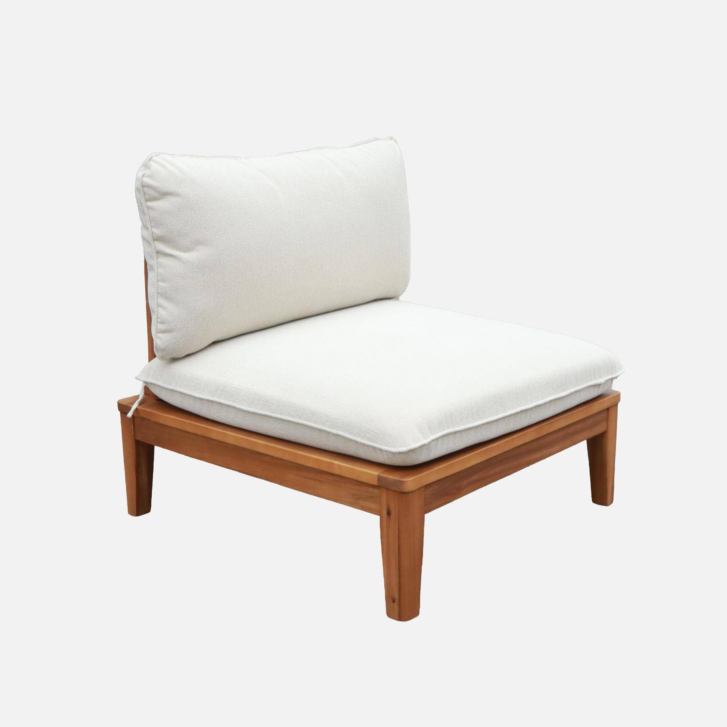 Salotto da giardino in legno di acacia e bouclé, 5 posti Beige - 80x80x66 cm,sweeek,Photo4
