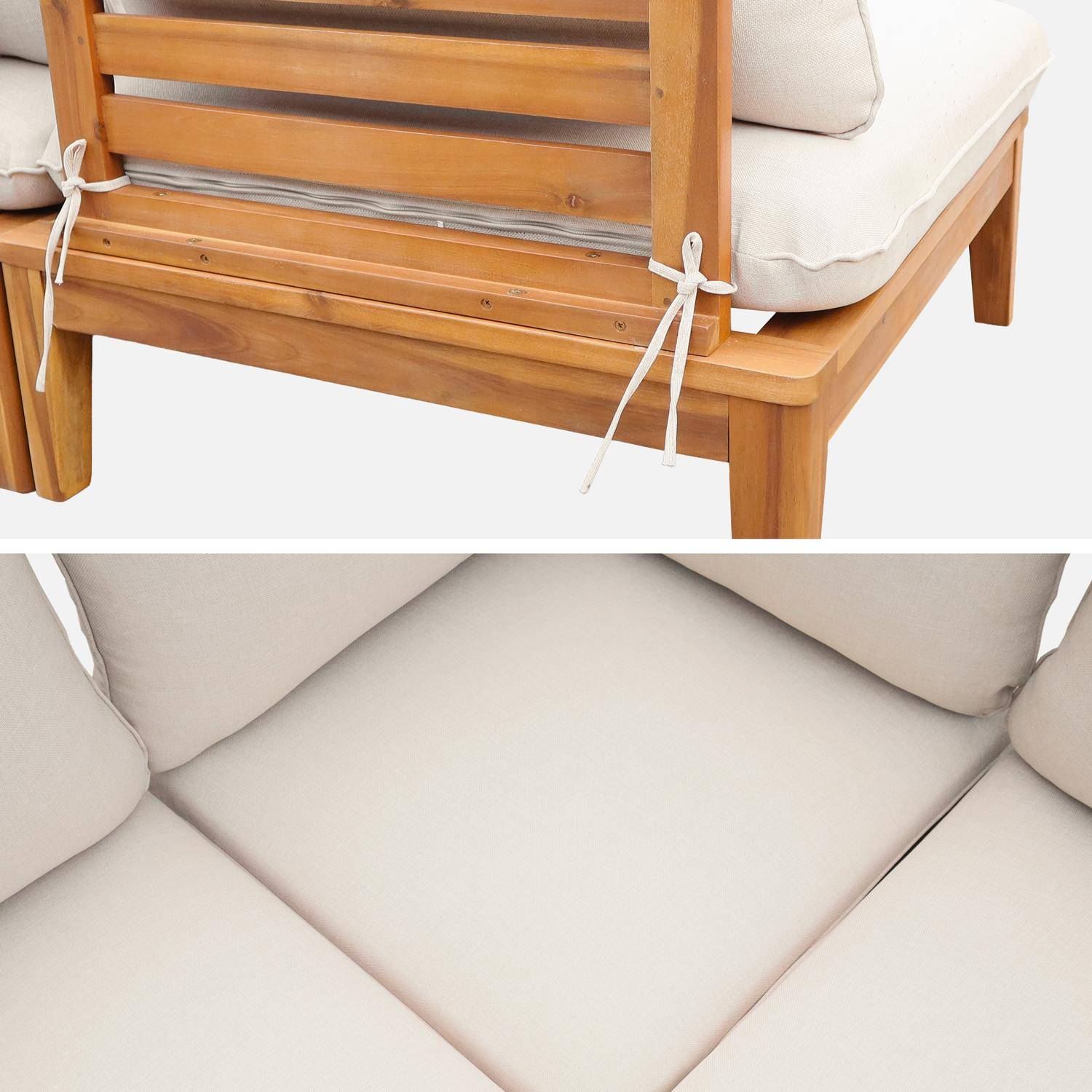 Conjunto de jardín modular de madera de acacia, 5  plazas Beige - 80x80x66 cm Photo5