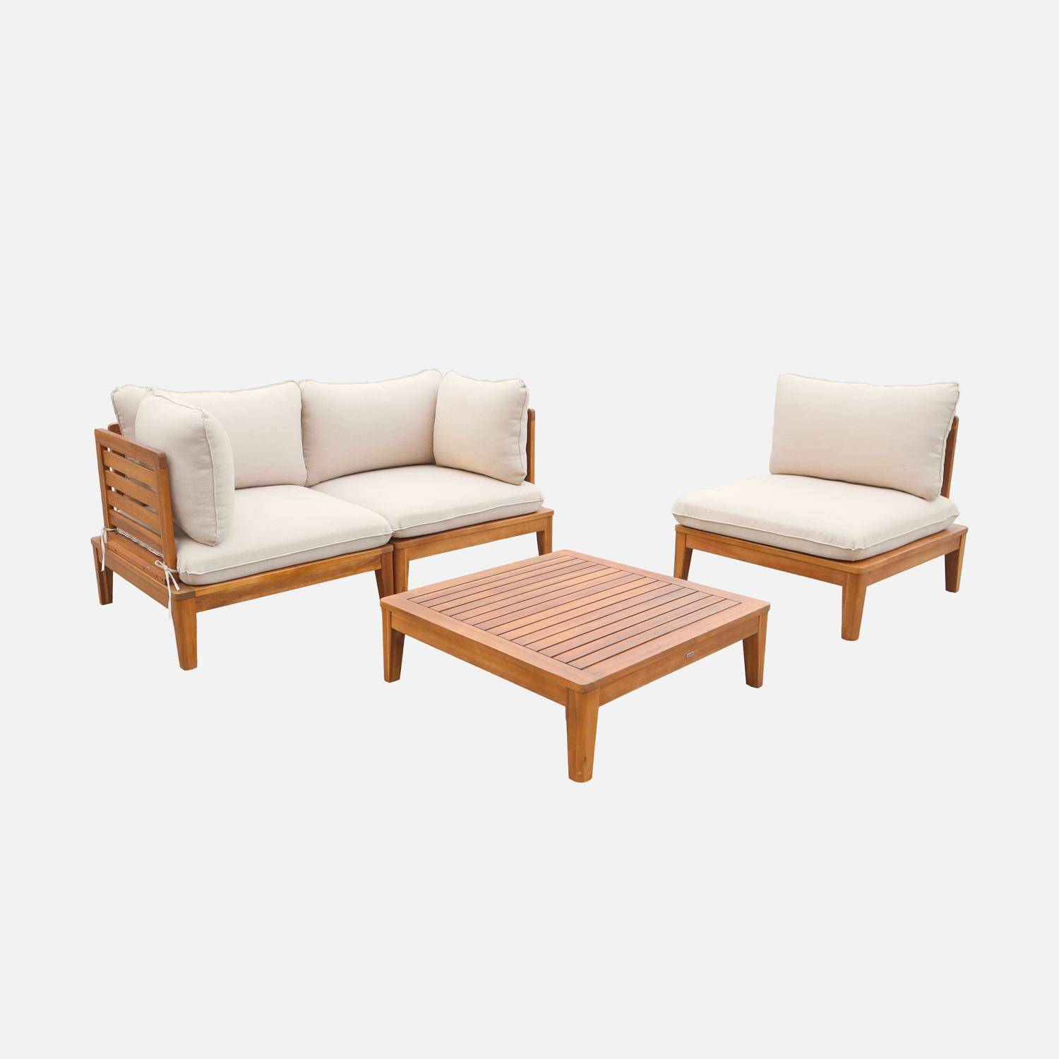 Salon de jardin modulable bois d'acacia 3 places beige - Yona,sweeek,Photo1