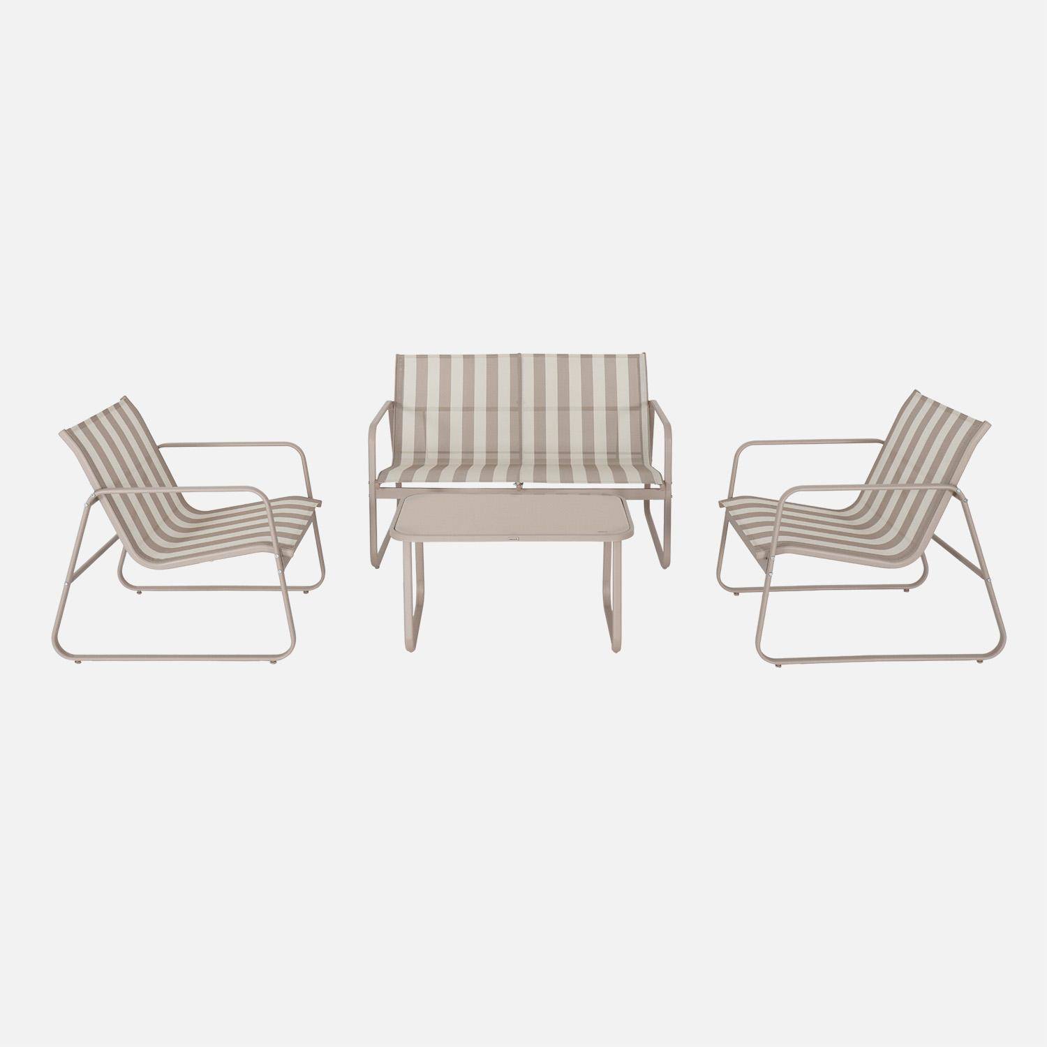 Salon de jardin en métal et textilène 4 places beige - Silvi,sweeek,Photo2