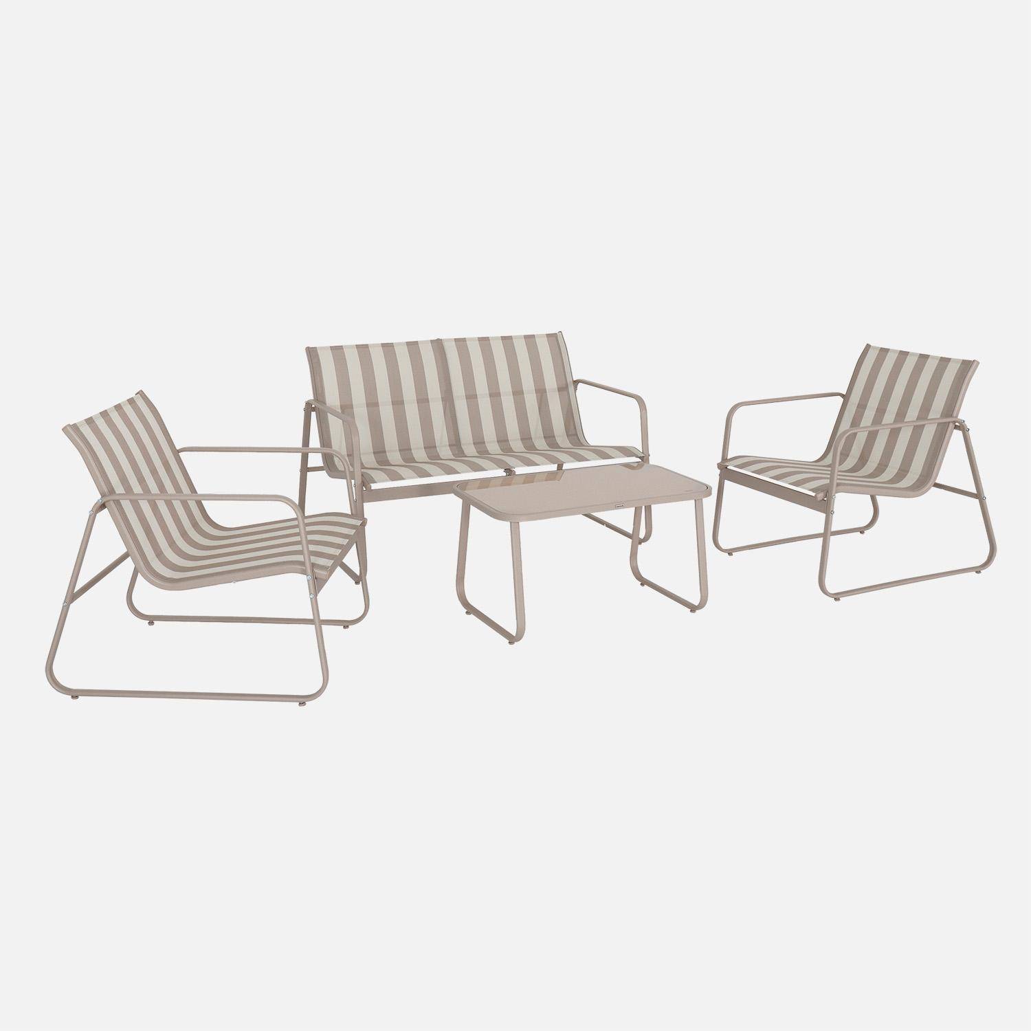 Salotto da giardino in metallo, 4 posti Beige - 77x114x76 cm,sweeek,Photo3