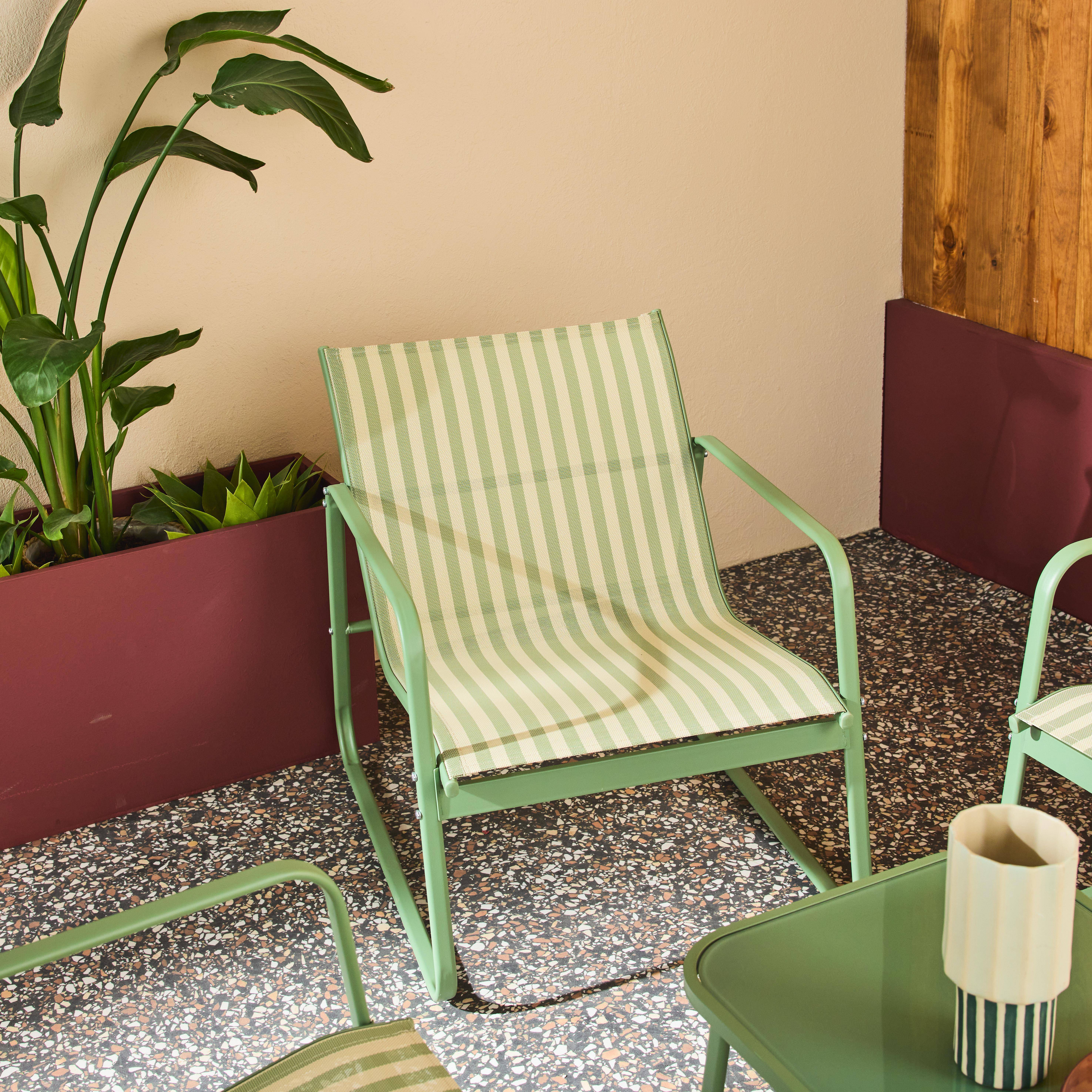 Conjunto de mobiliário de jardim relax com sofá em metal, 4 lugares Verde - 77x114x76 cm Photo3