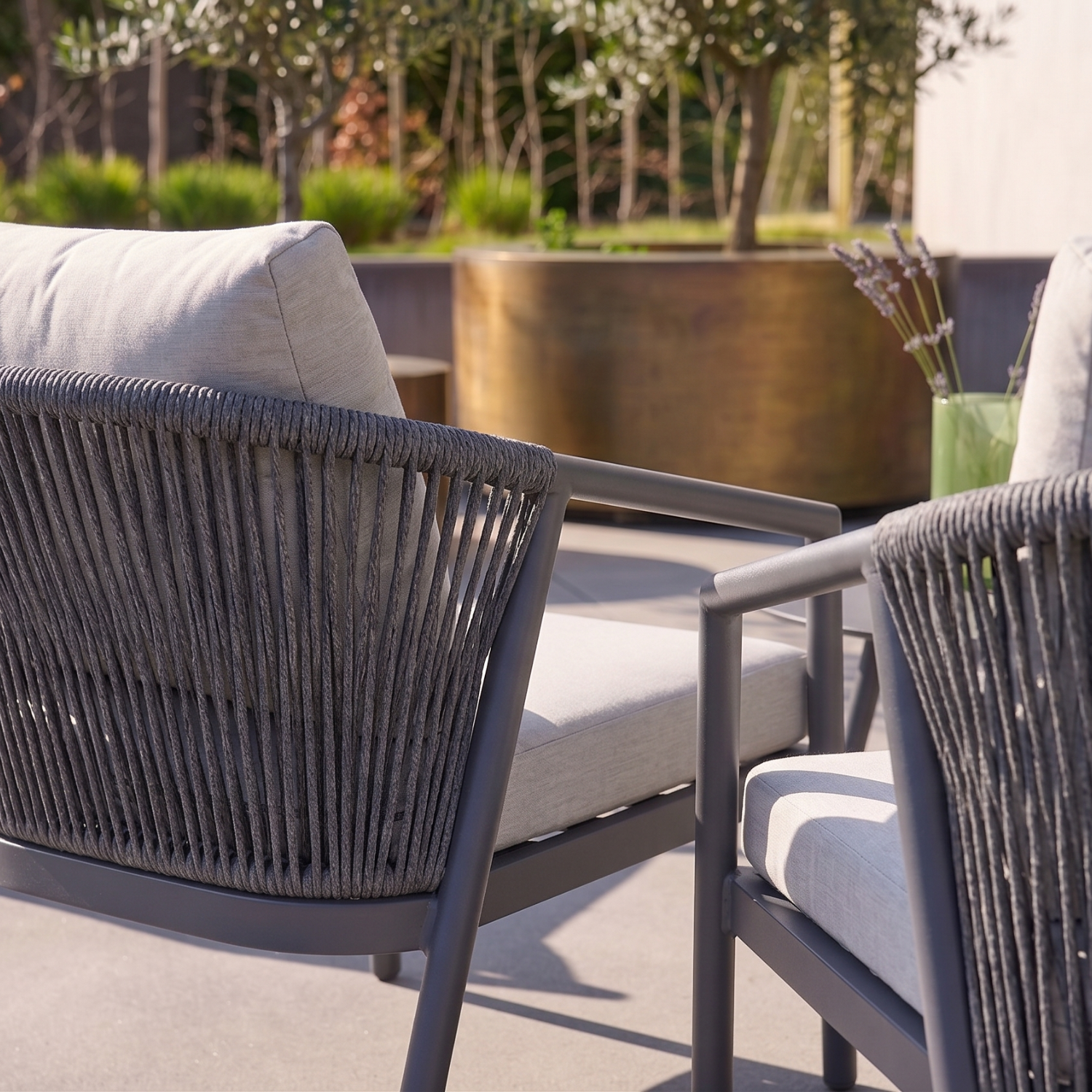Conjunto de jardín de aluminio y cuerdas, 4 plazas Gris - 145x77x69 cm,sweeek,Photo2