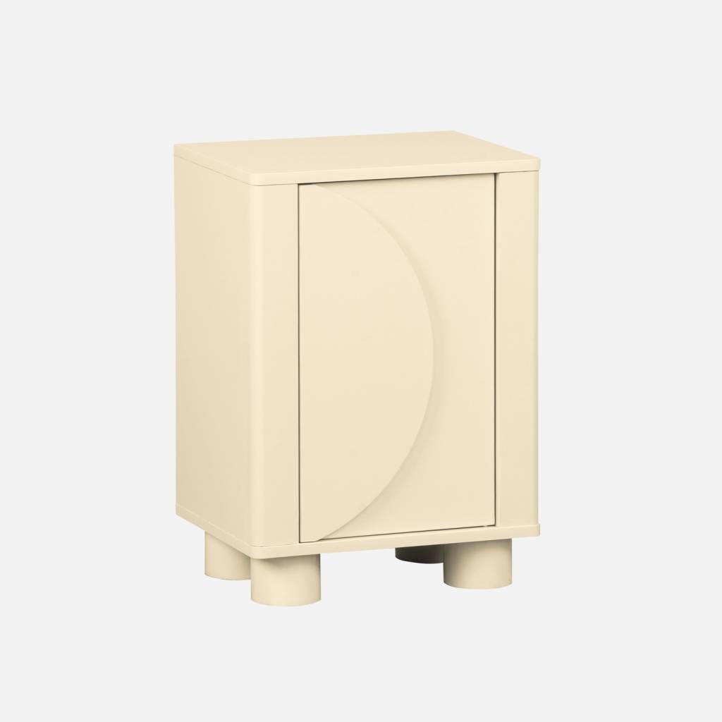 Nachttisch Holzdekor umkehrbare Tür beige