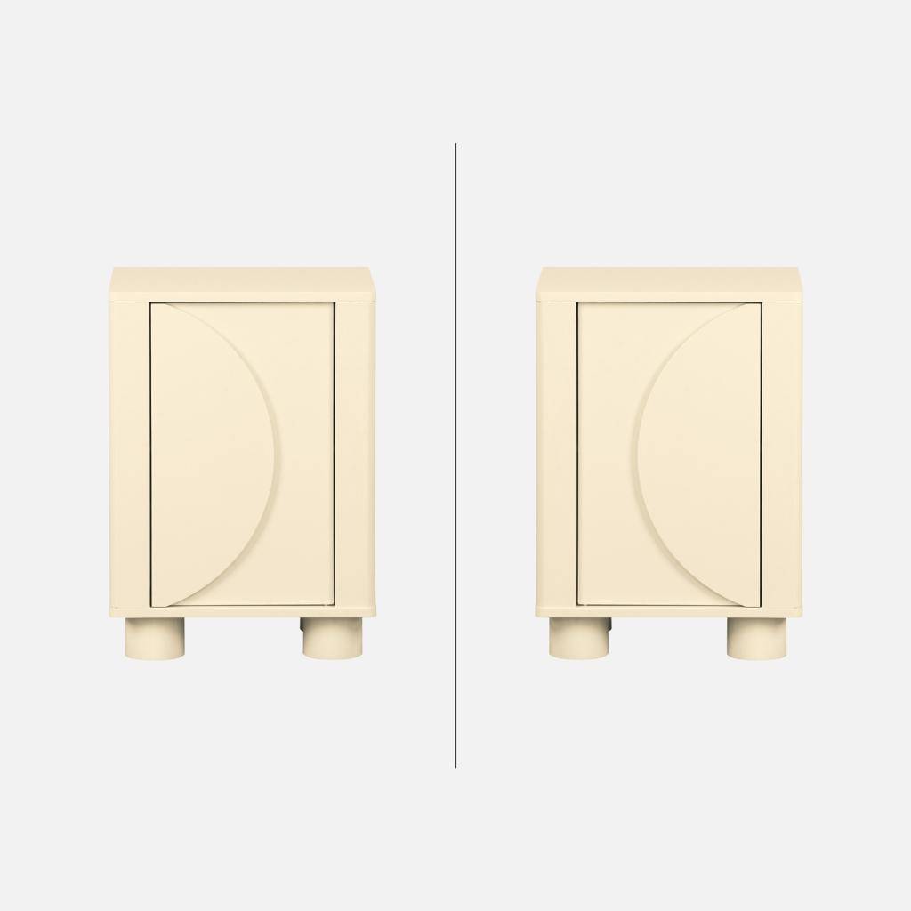 Mesita de noche efecto madera de mango con 1 puerta reversible, Pondi, Beige, 40x30x57 cm Photo5